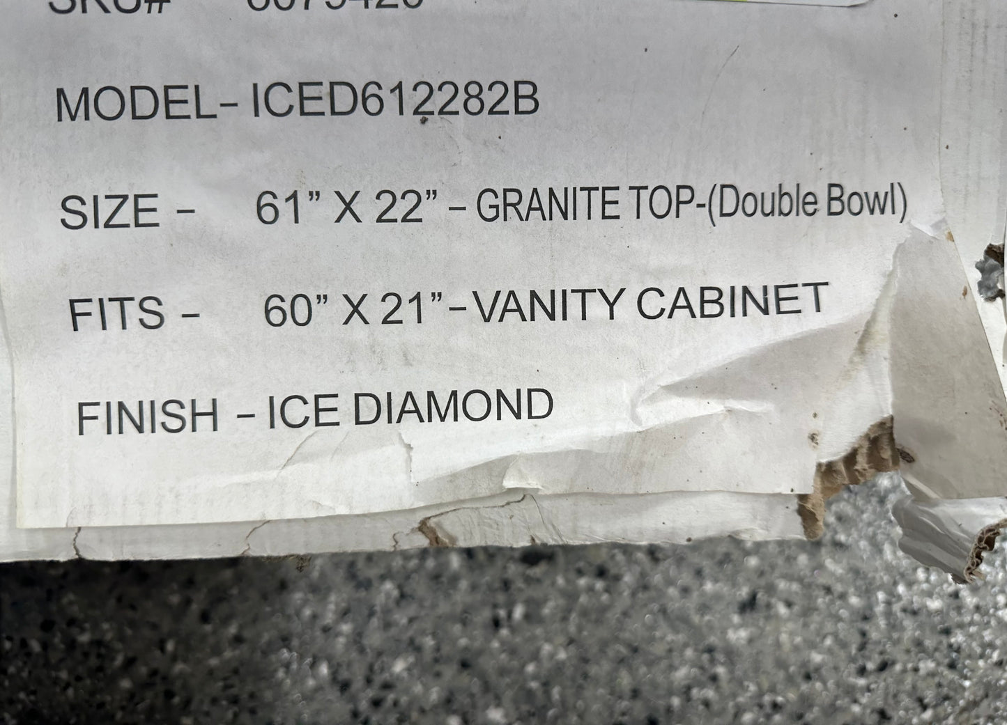 Tuscany 61"W x 22"D Ice Diamond Granite Vanity Top with Oval Undermount Bowls