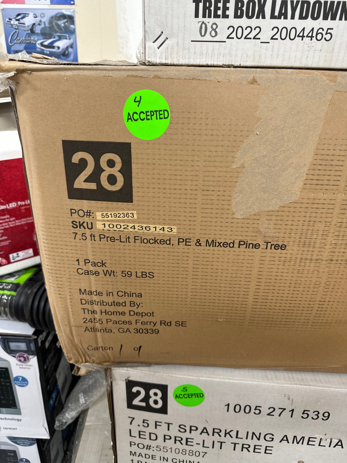 Home Accents Holiday 7.5 ft Mixed Pine Flocked LED Christmas Tree