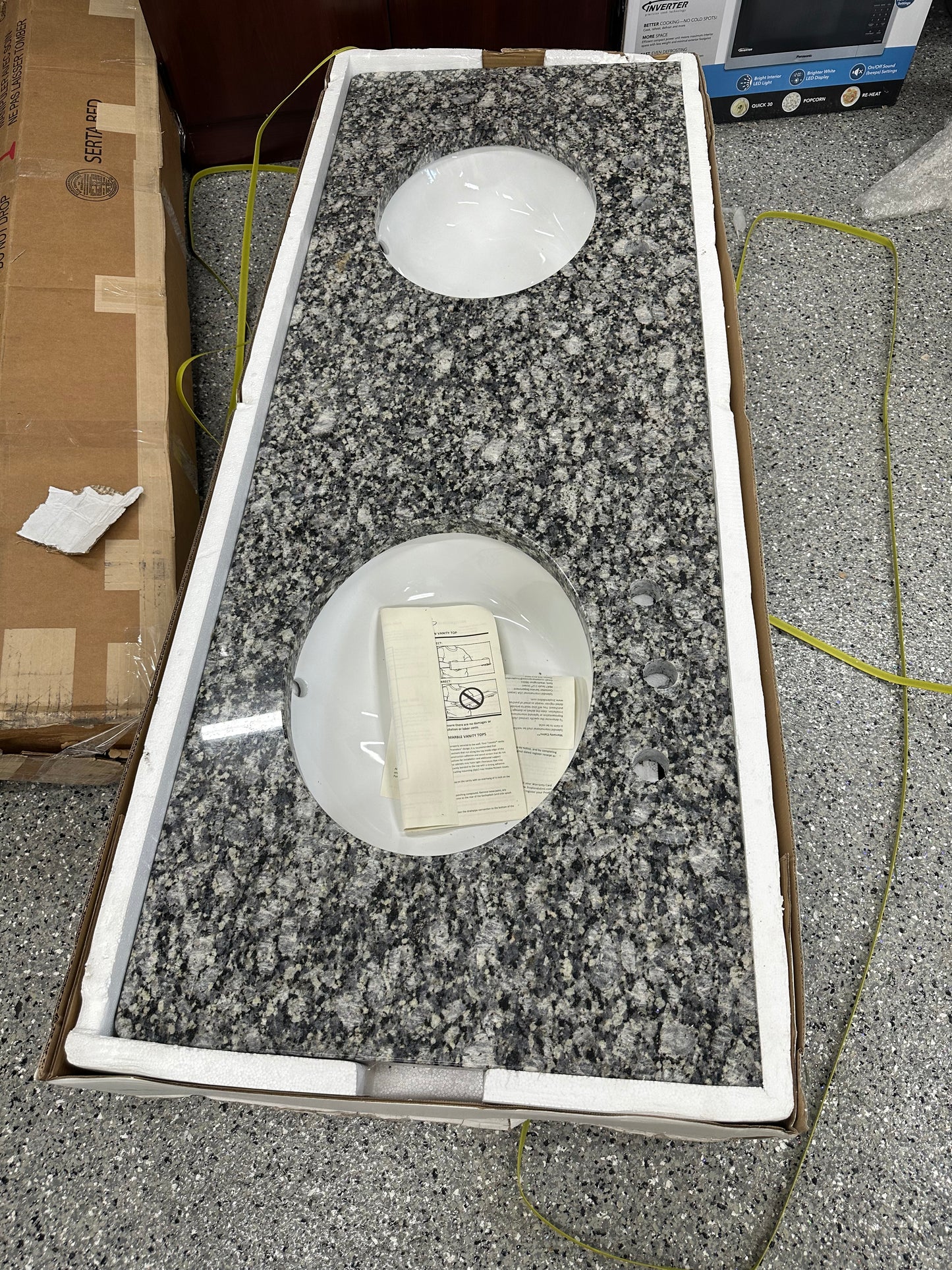 Tuscany 61"W x 22"D Ice Diamond Granite Vanity Top with Oval Undermount Bowls
