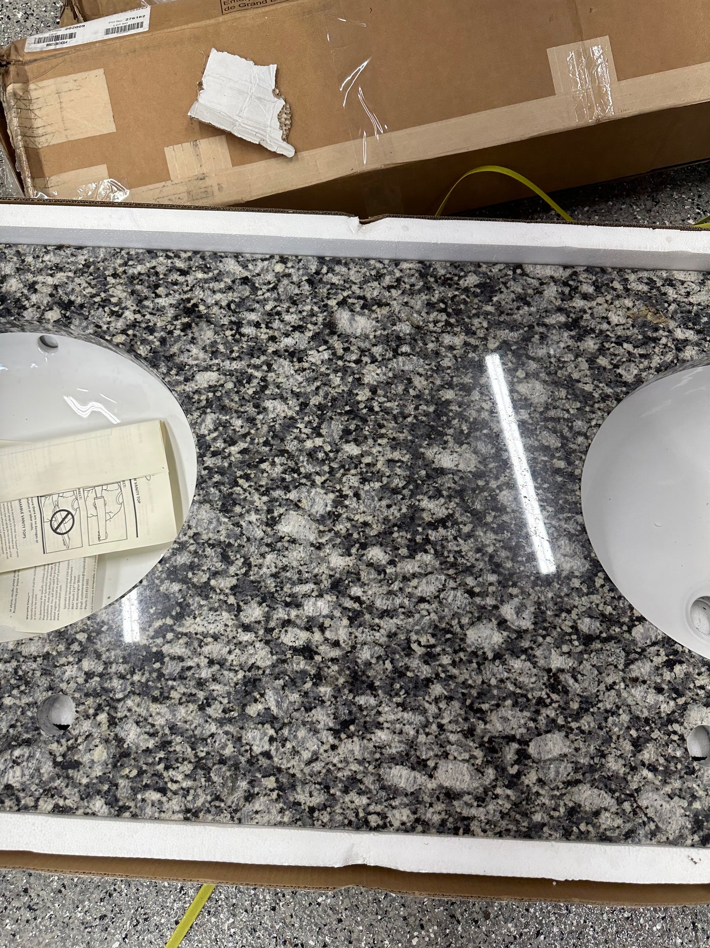 Tuscany 61"W x 22"D Ice Diamond Granite Vanity Top with Oval Undermount Bowls