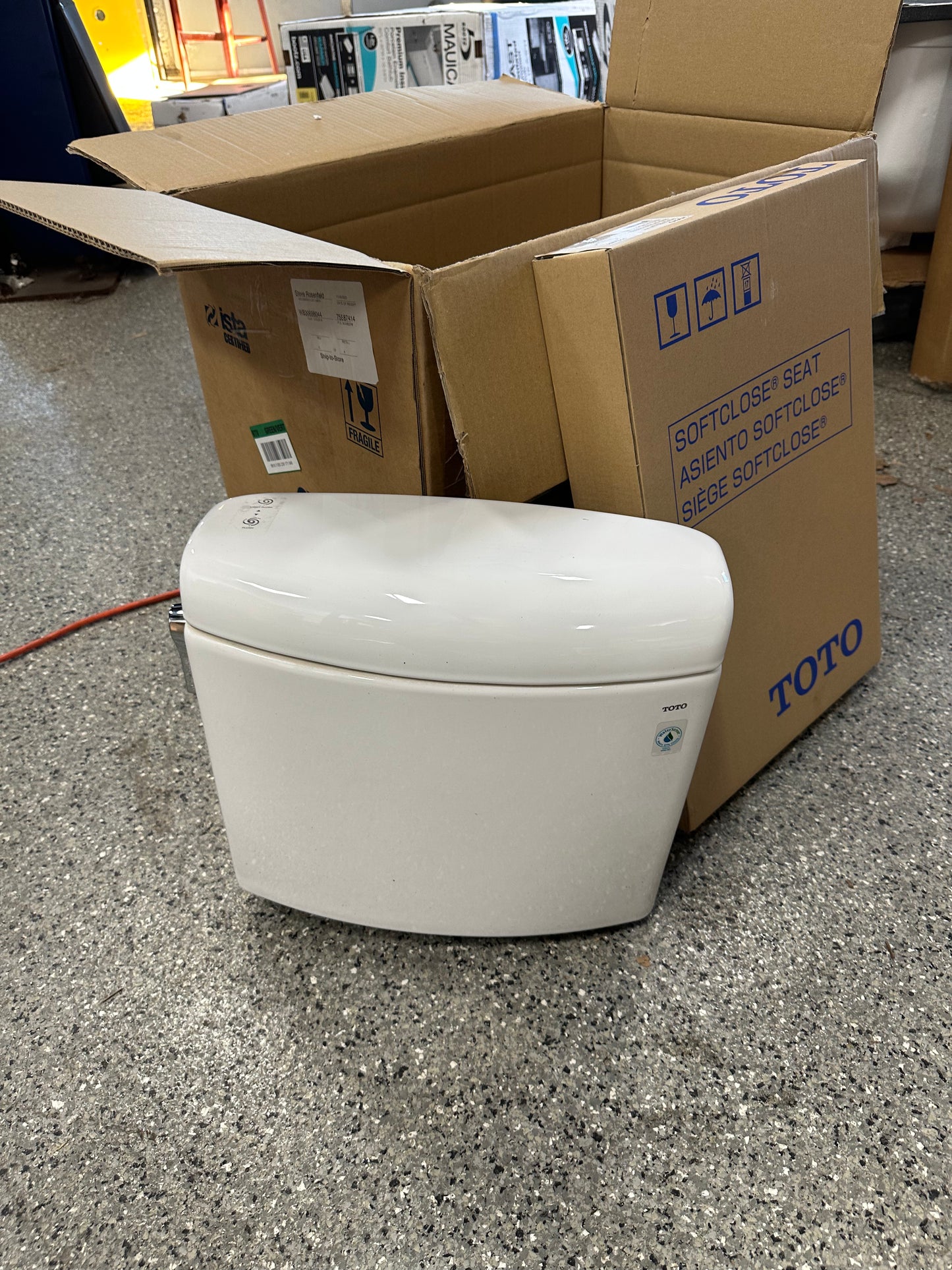 Aquia IV Cube 2-Piece .9/1.28GPF Dual Flush Elongated ADA Comfort Height Toilet Tank ONLY in Cotton White, SoftClose Seat Included