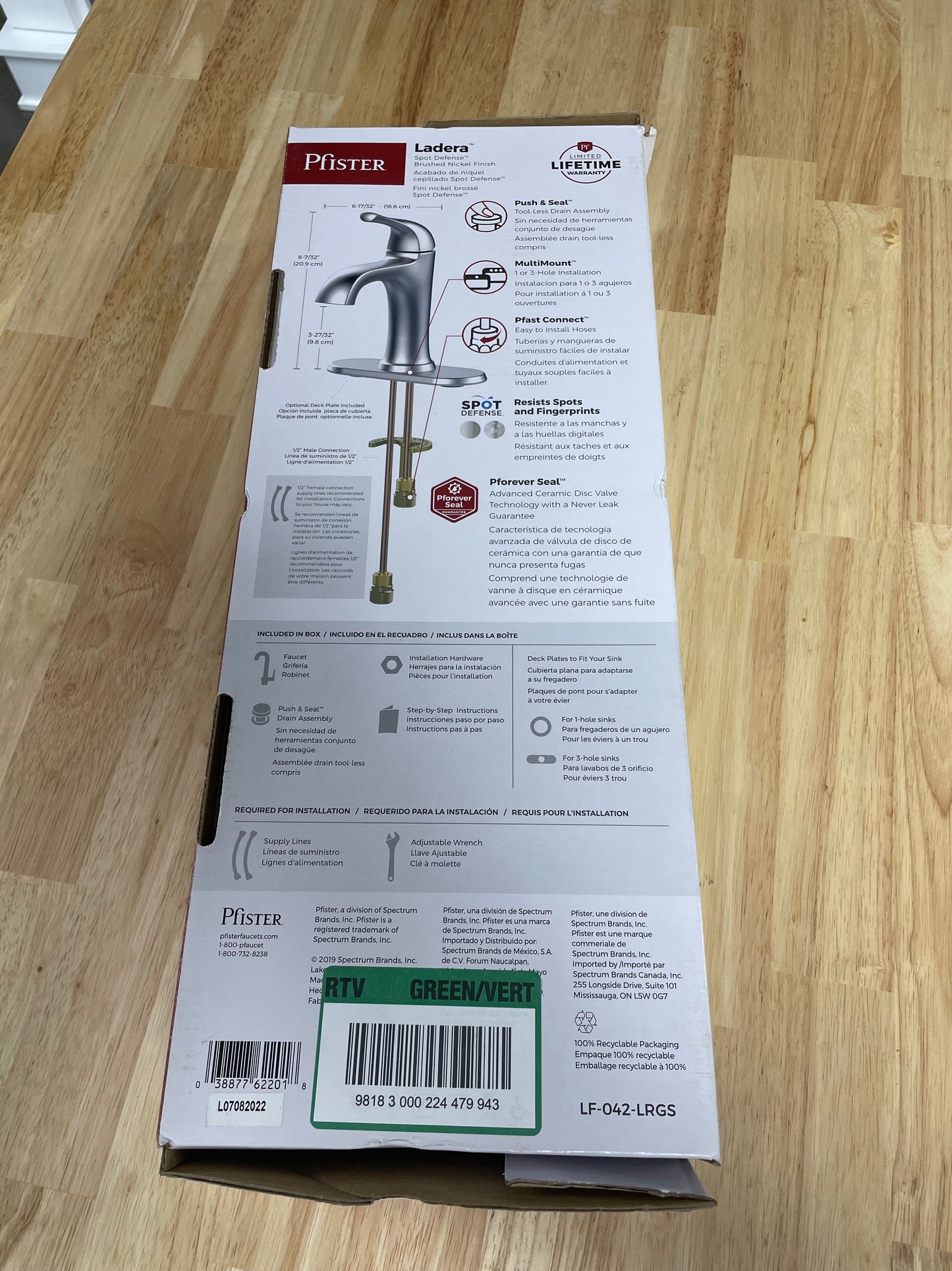 Pfister Ladera Single-Hole Single-Handle Bathroom Faucet in Spot Defense Brushed Nickel