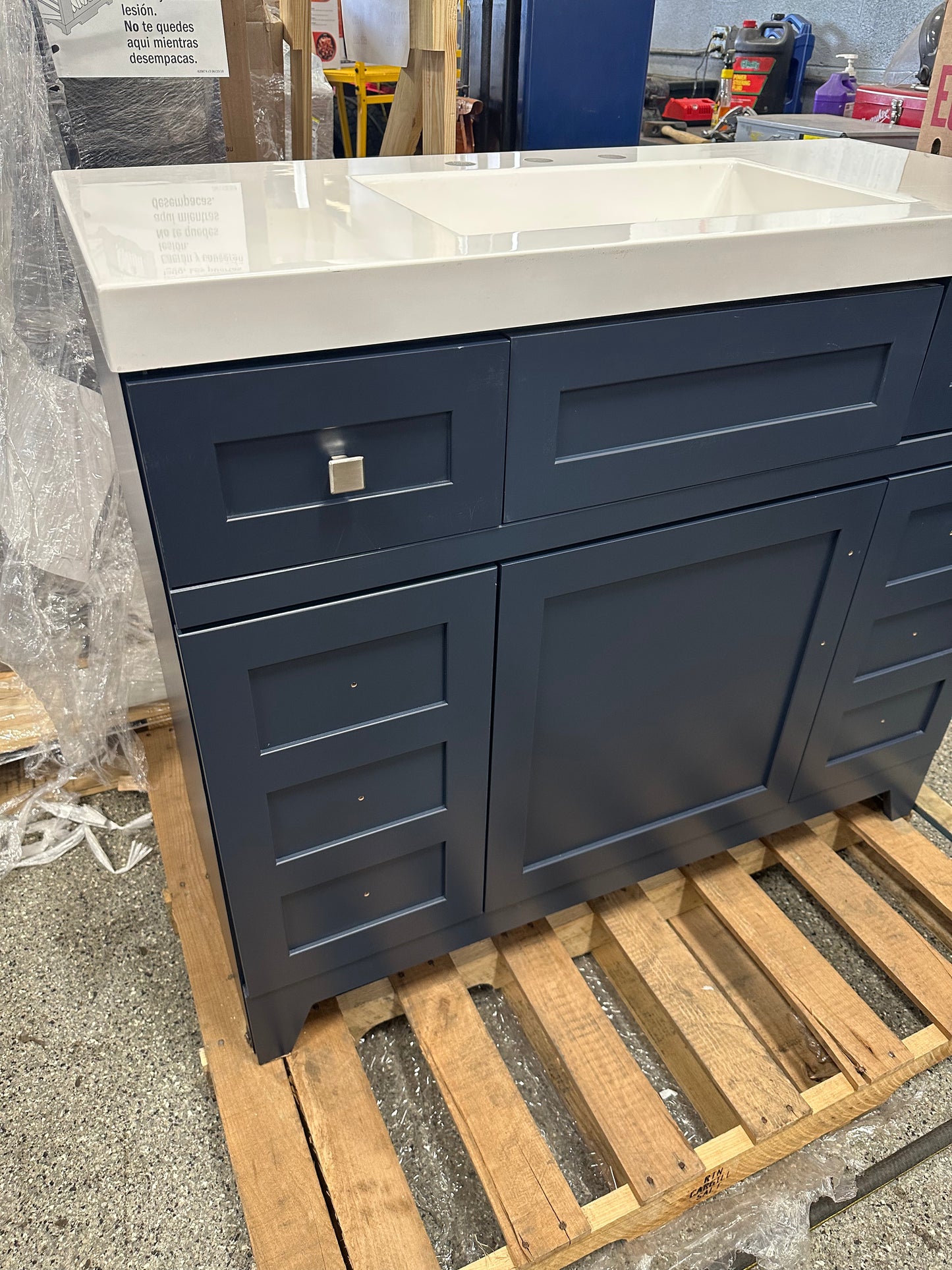 Home Decorators Collection Rosedale 42.5 in. W x 18.75 in. D Bath Vanity in Blue with Cultured Marble Vanity Top in White with Integrated Sink