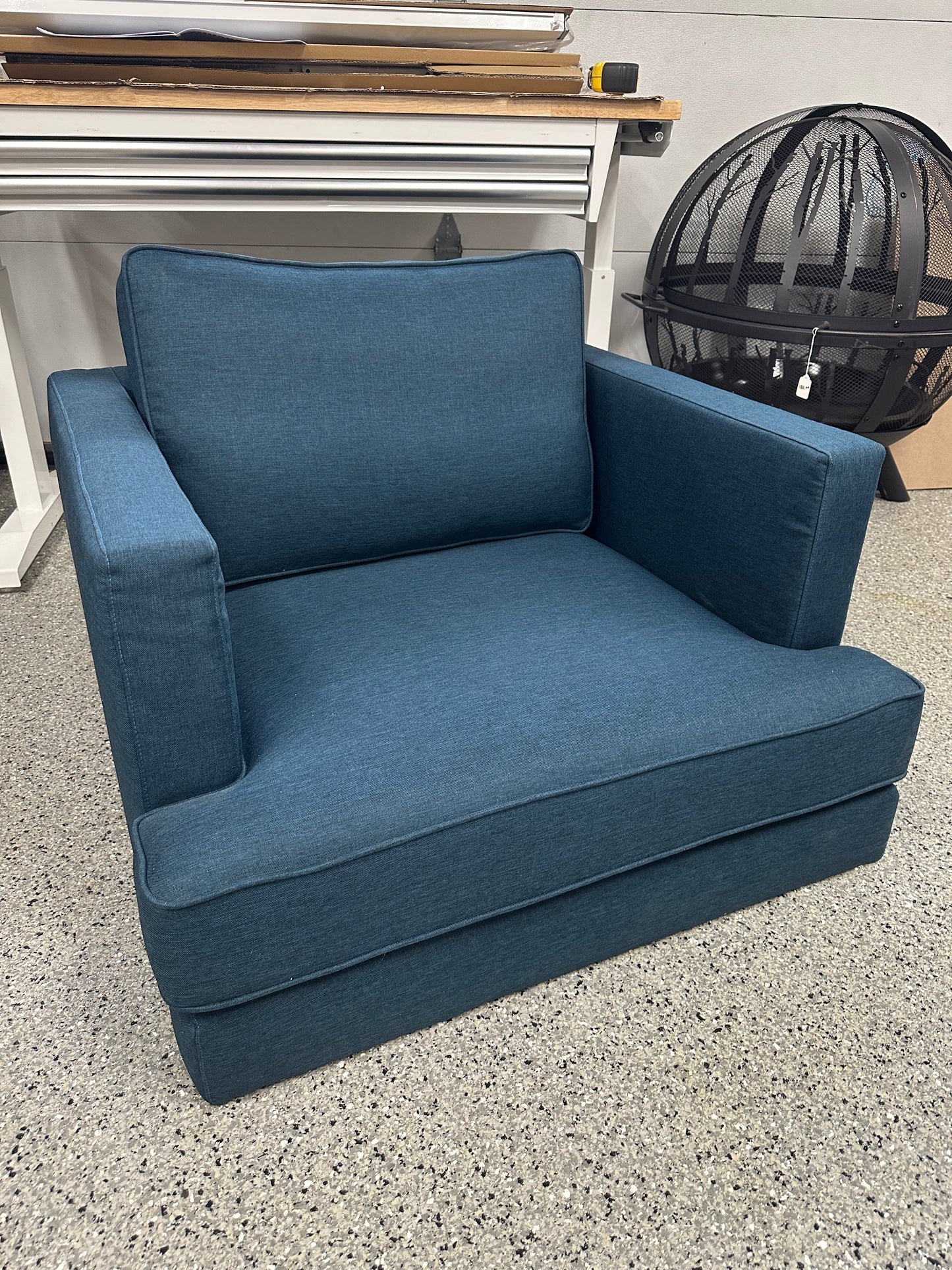 MODWAY Agile Upholstered Fabric Armchair in Blue
