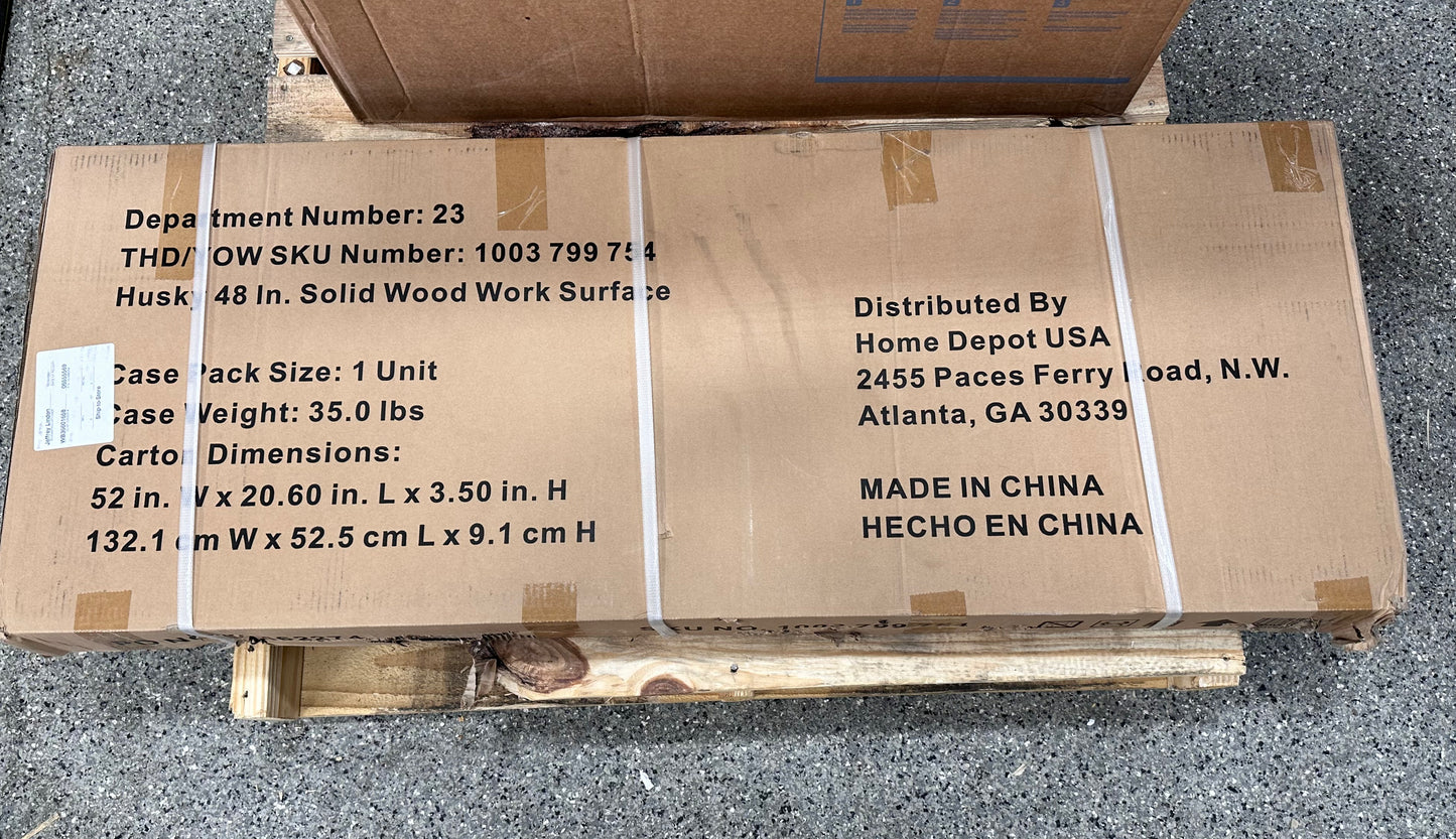 Husky 48 in. Solid Wood Work Surface for Regular Duty Welded Steel Garage Storage System