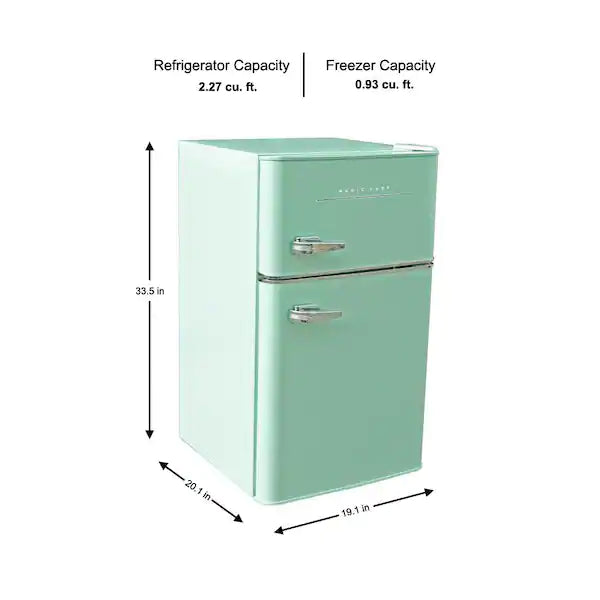 Magic Chef Retro 3.2 cu. ft. 2-Door Mini Fridge in Mint Green