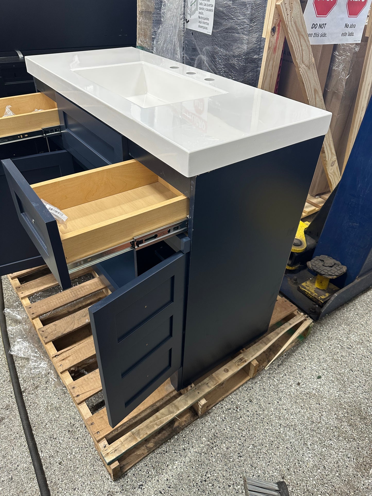 Home Decorators Collection Rosedale 42.5 in. W x 18.75 in. D Bath Vanity in Blue with Cultured Marble Vanity Top in White with Integrated Sink