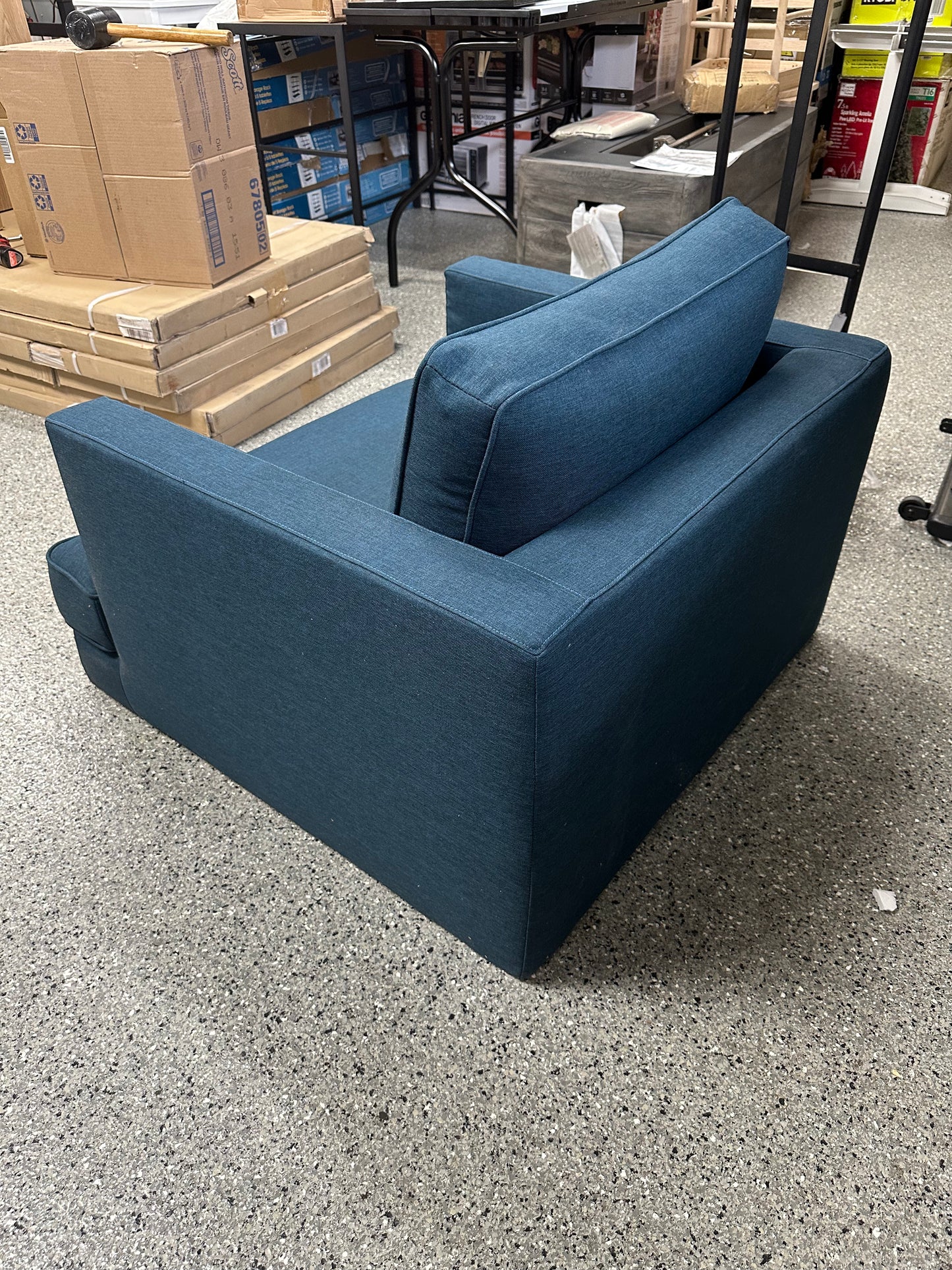 MODWAY Agile Upholstered Fabric Armchair in Blue