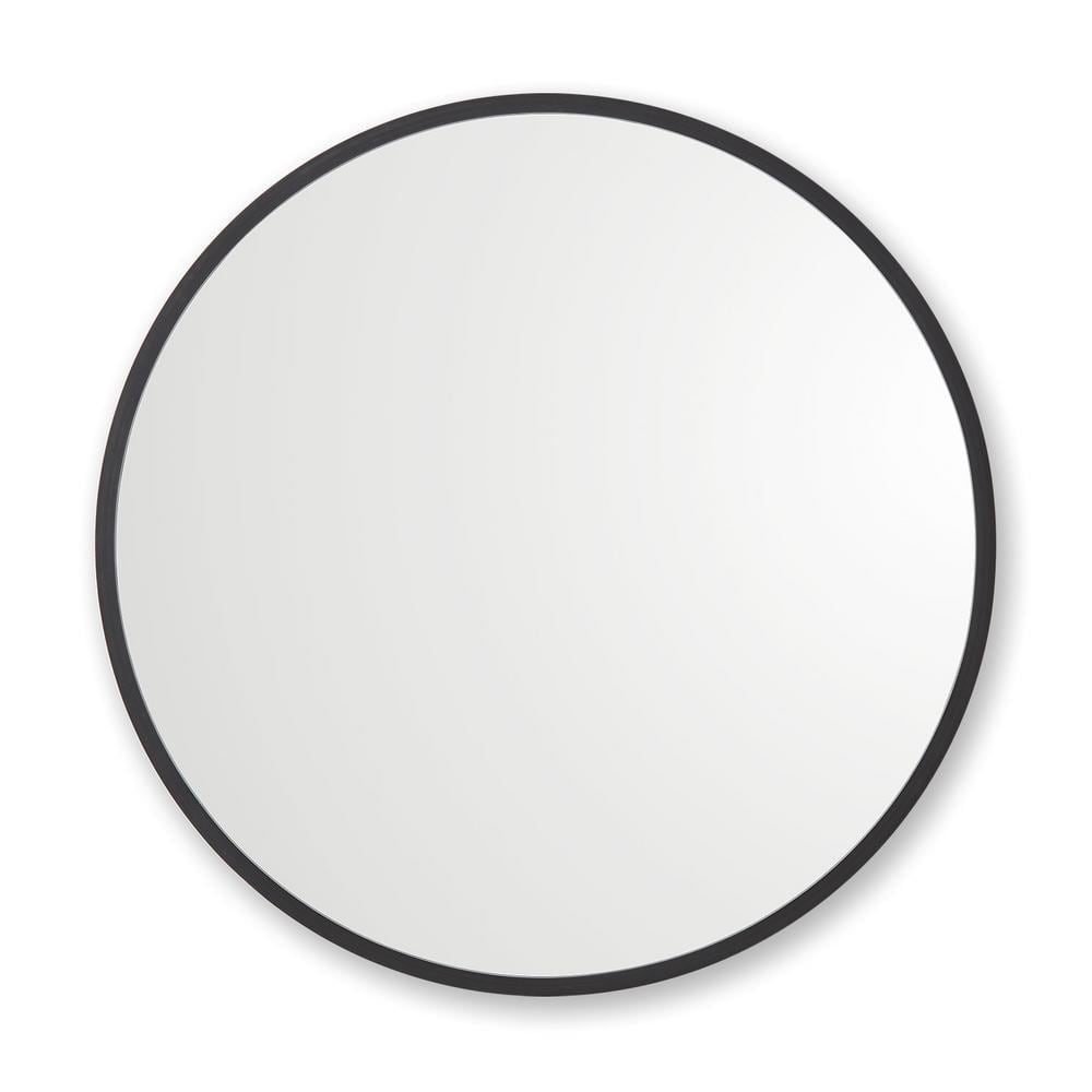 better bevel 30 in. W x 30 in. H Rubber Framed Round Bathroom Vanity Mirror in Black