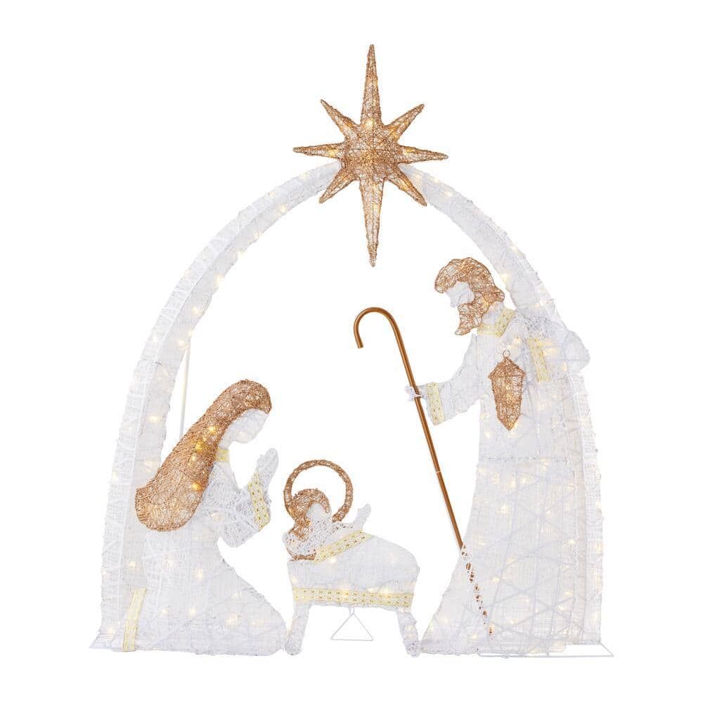 Home Accents Holiday 5.5 ft Warm White LED Nativity Set Holiday Yard Decoration