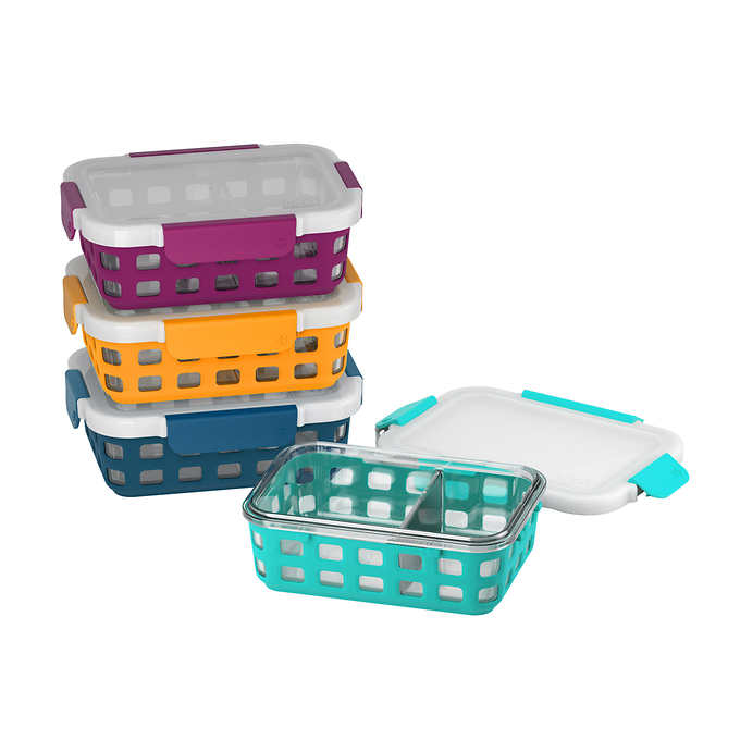 Ello 2-Compartment Glass Food Containers, 8-piece set