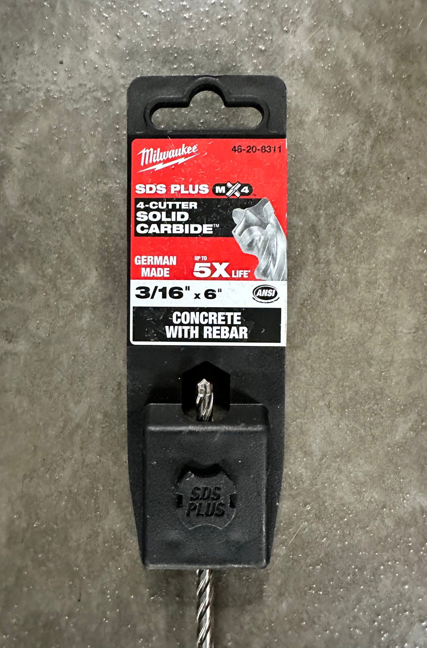 Milwaukee 3/16 in. x 6 in. 4-Cutter SDS-PLUS Carbide Drill Bit