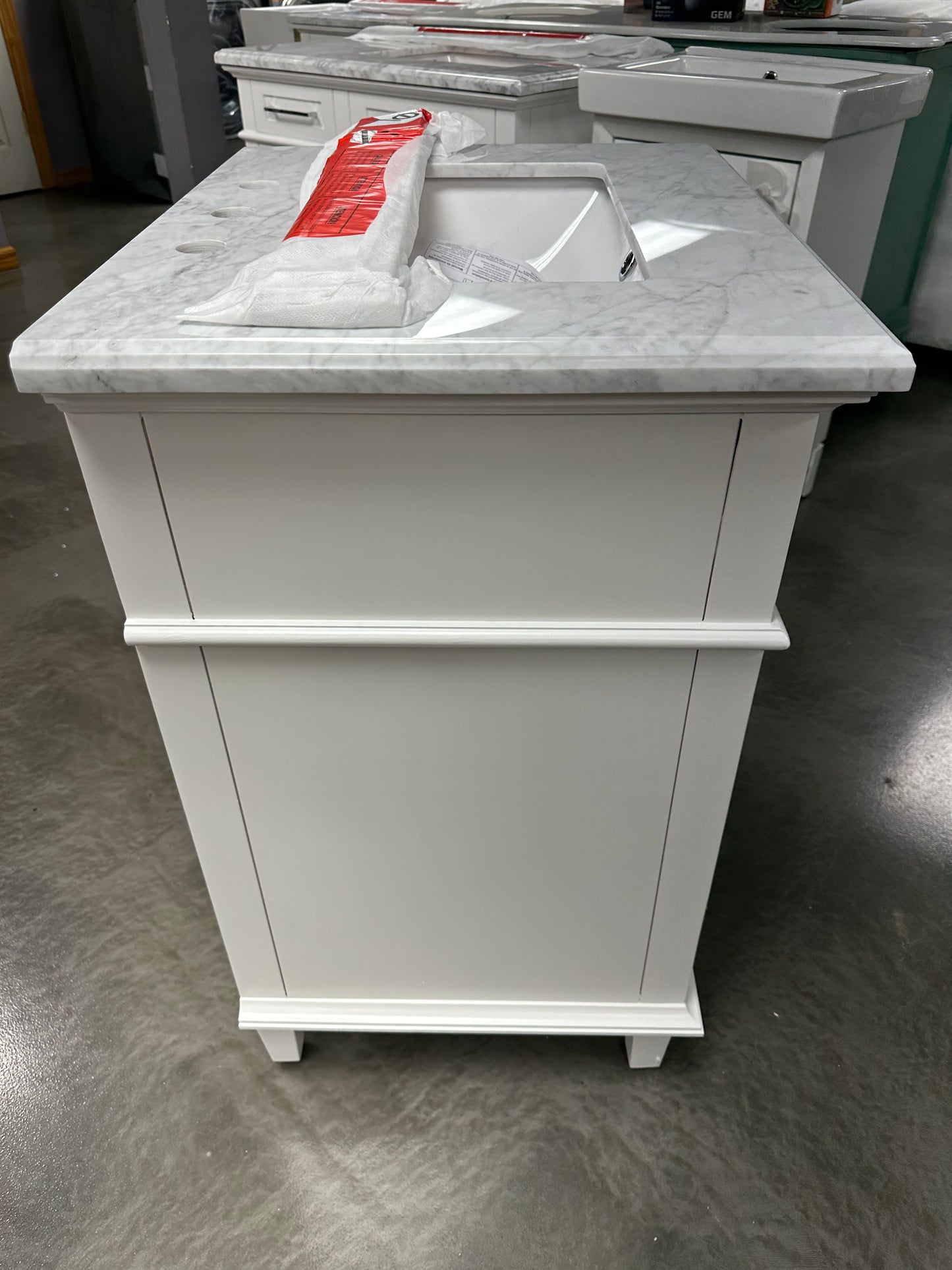 Home Decorators Collection Sonoma 24 in. W x 20 in. D x 34 in. H Bath Vanity in White with White Carrara Marble Top