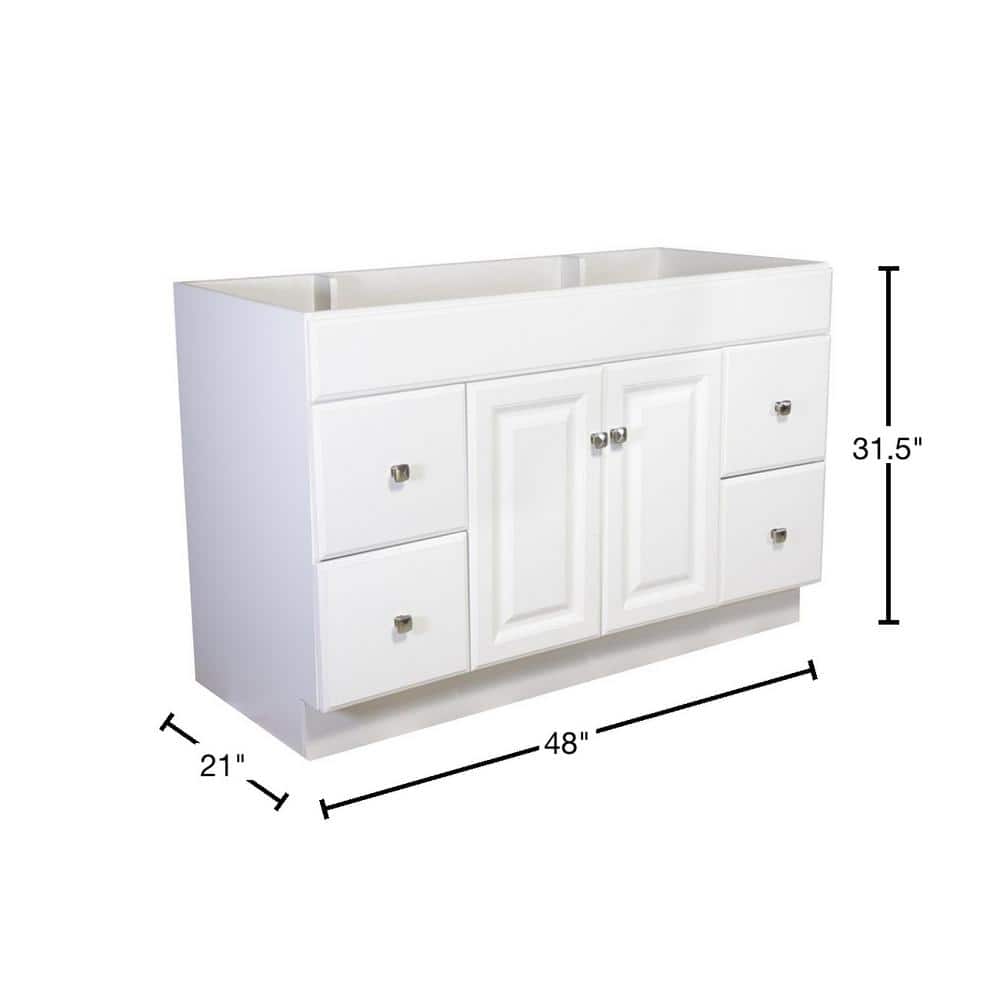 Design House Wyndham 48 in. 2-Door 4-Drawer Bath Vanity Cabinet Only in Semi-Gloss White (Ready to Assemble)