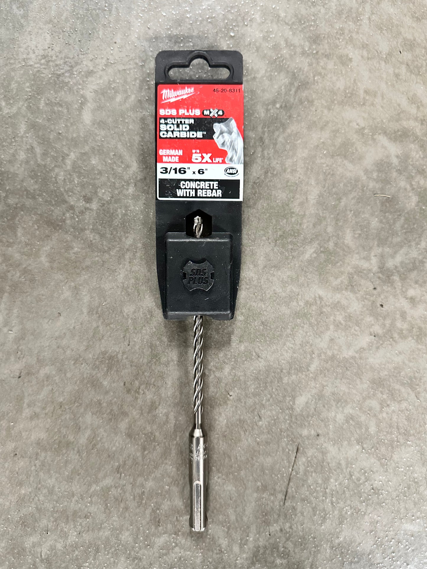 Milwaukee 3/16 in. x 6 in. 4-Cutter SDS-PLUS Carbide Drill Bit