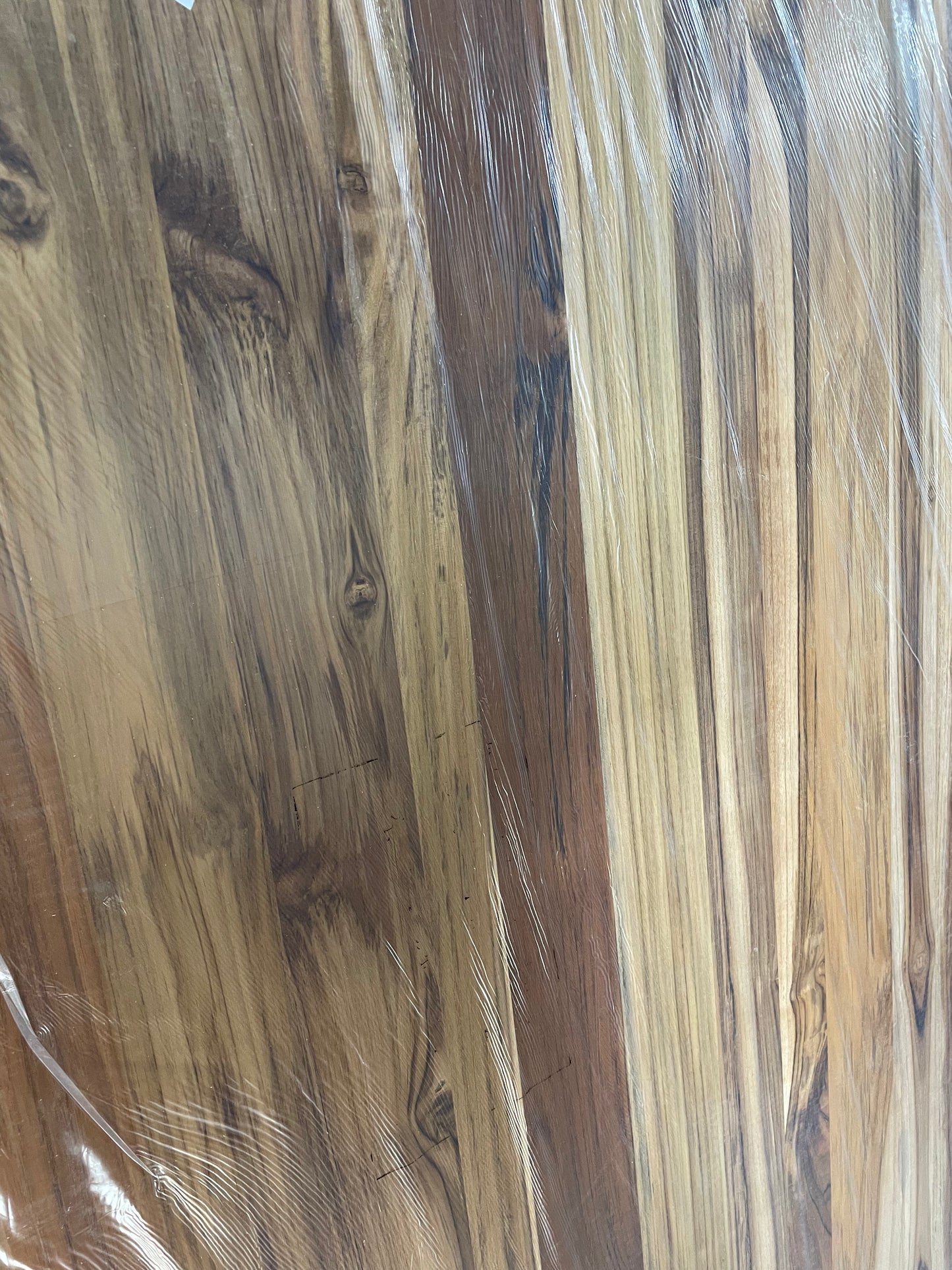 HARDWOOD REFLECTIONS 6 ft. L x 39 in. D Finished Teak Solid Wood Butcher Block Island Countertop With Live Edge