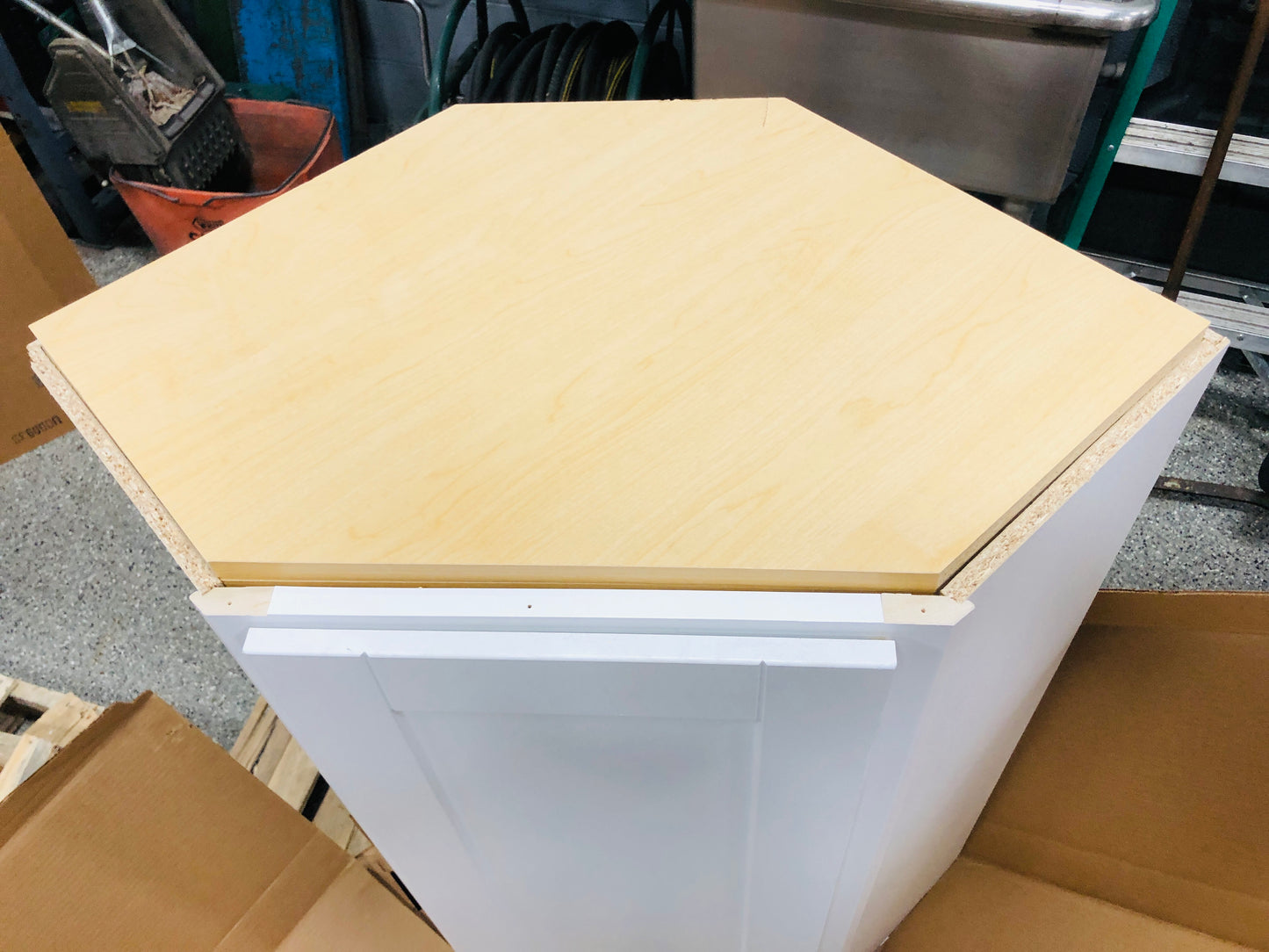 Hampton Bay Satin White Shaker Stock Assembled Diagonal Corner Wall Kitchen Cabinet (24 in. x 42 in. x 12 in.)