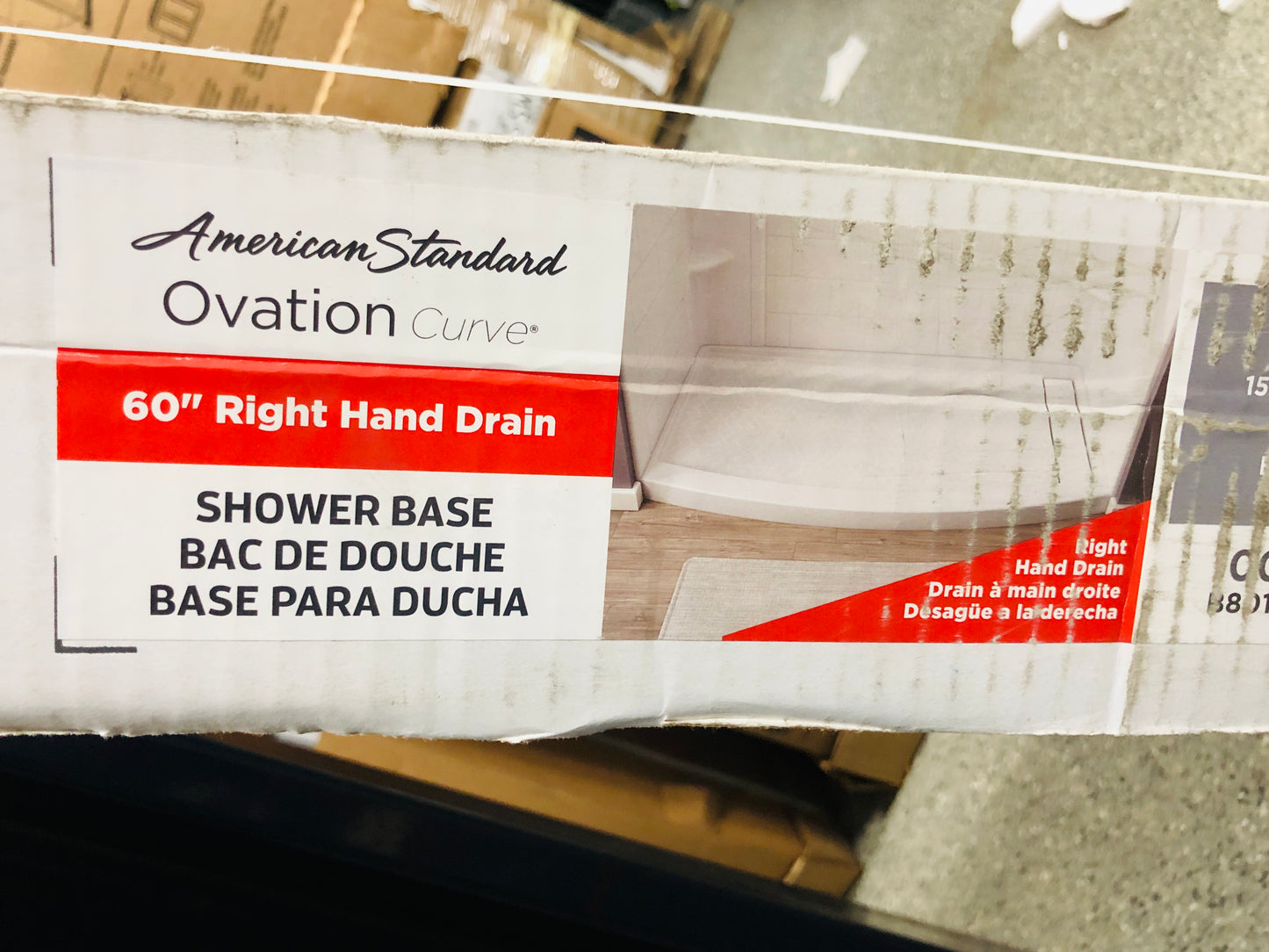 American Standard Ovation Curve 60 in. L x 30 in. W Alcove Shower Pan Base with Right Drain in Arctic White