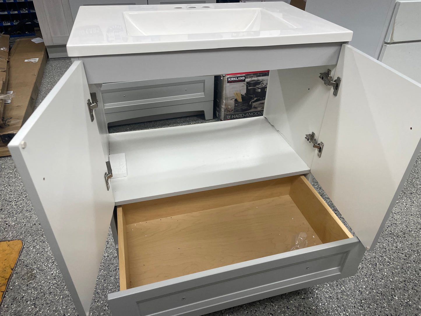 Glacier Bay Delridge 30 in. W x 19 in. D Bath Vanity in Pearl Gray with Cultured Marble Vanity Top in White with White Sink