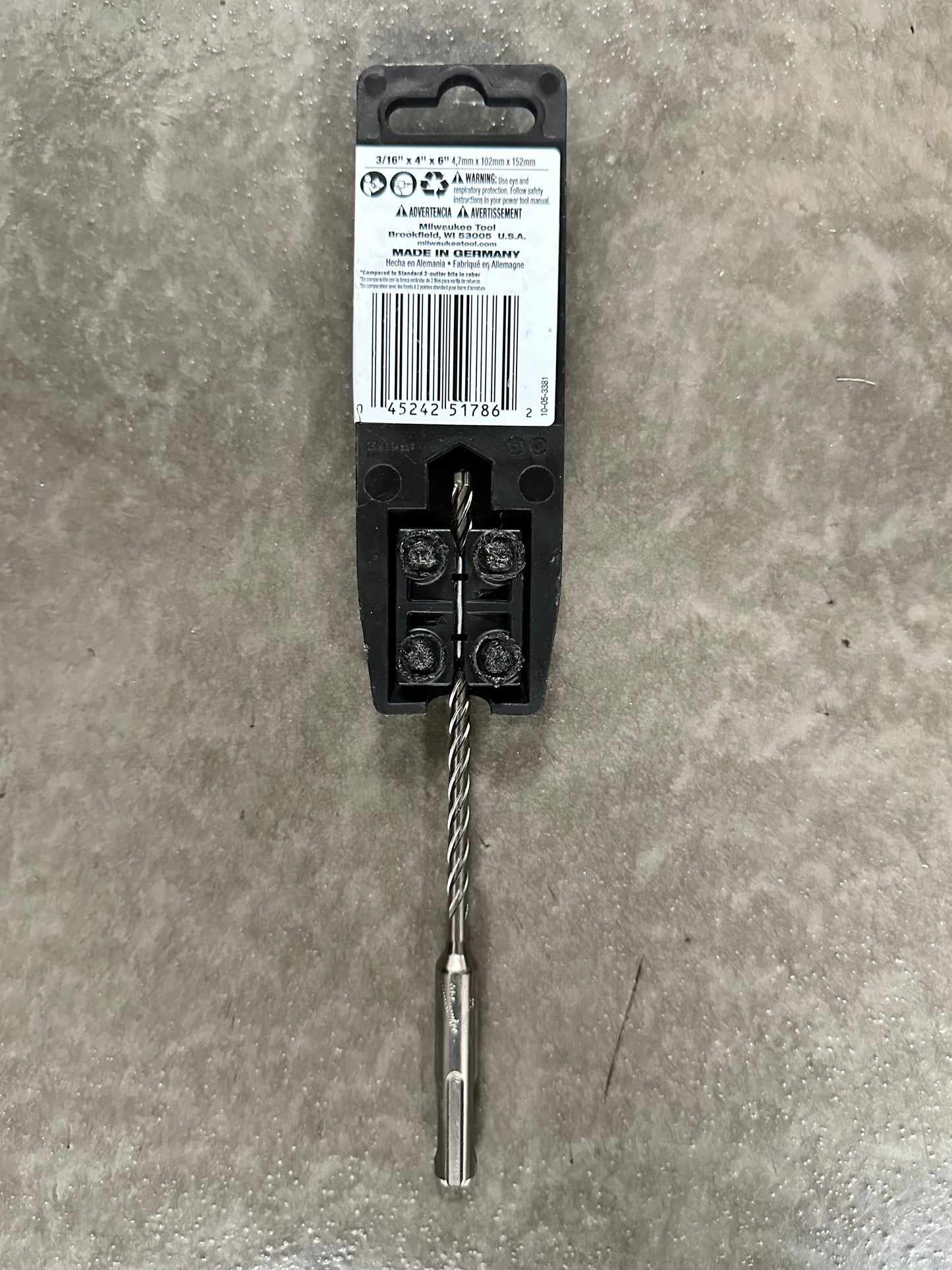 Milwaukee 3/16 in. x 6 in. 4-Cutter SDS-PLUS Carbide Drill Bit