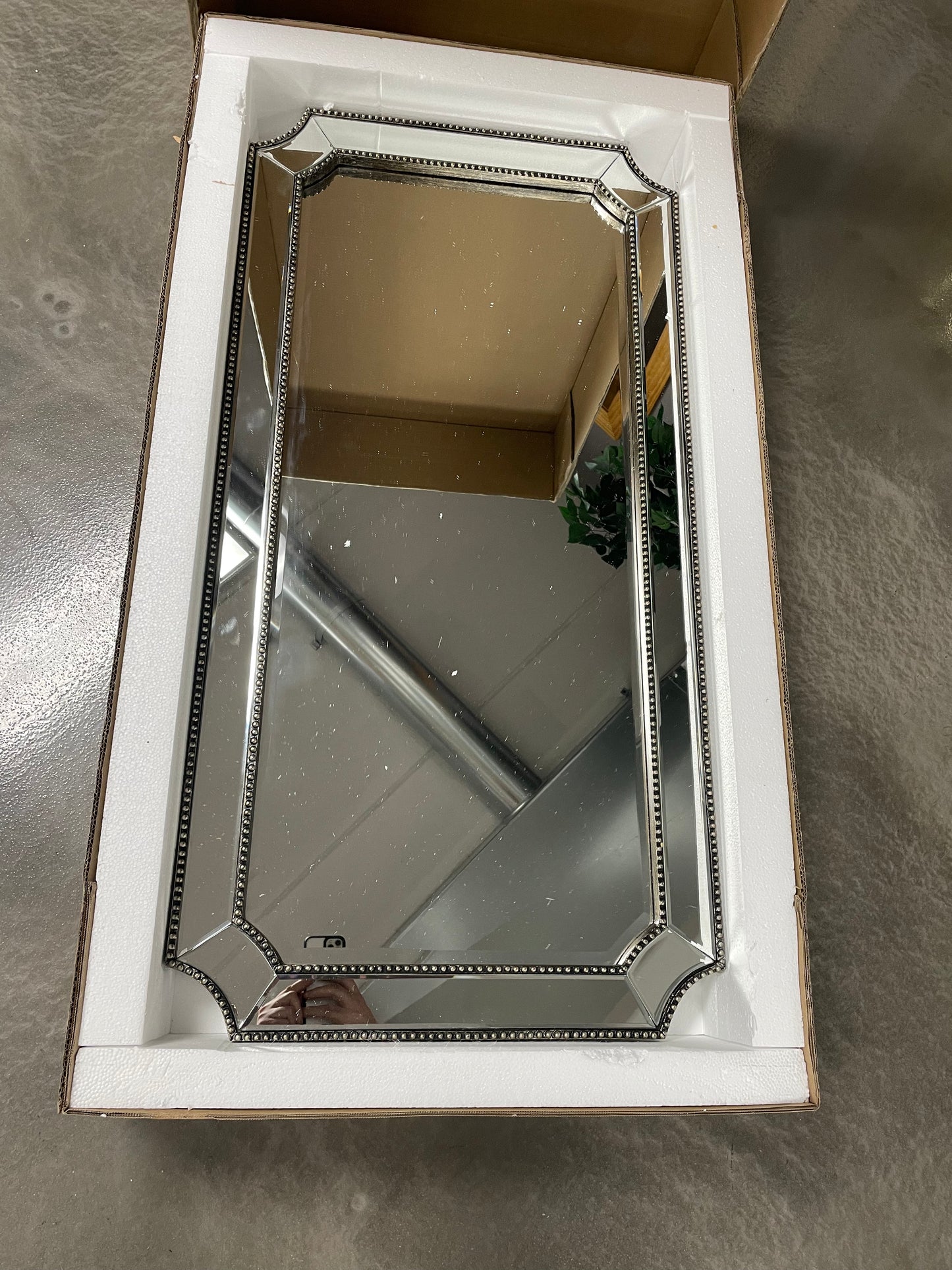 Baxton Studio Medium Rectangle Antique Silver Art Deco Mirror (40 in. H x 20 in. W)