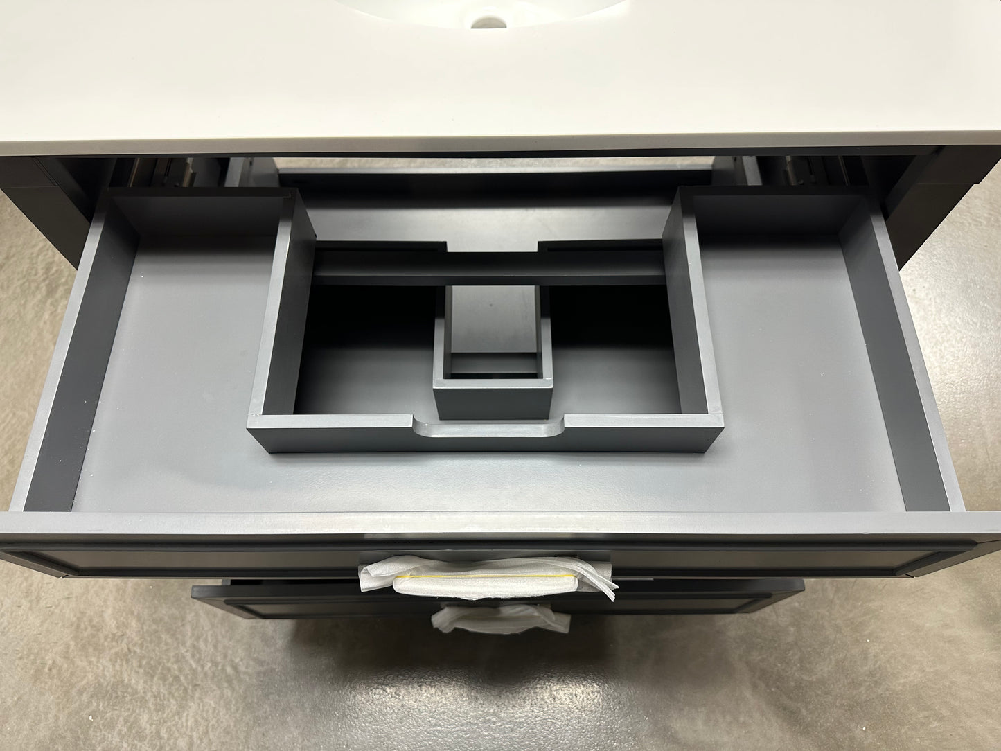 Home Decorators Collection Pinestream 36 in. W x 22 in. D Bath Vanity in Dark Charcoal with Cultured Stone Vanity Top in White with White Basin