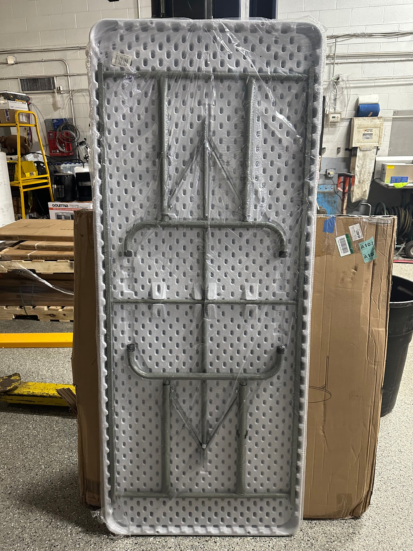 Flash Furniture 30''W x 72''L Height Adjustable Granite White Plastic Folding Table