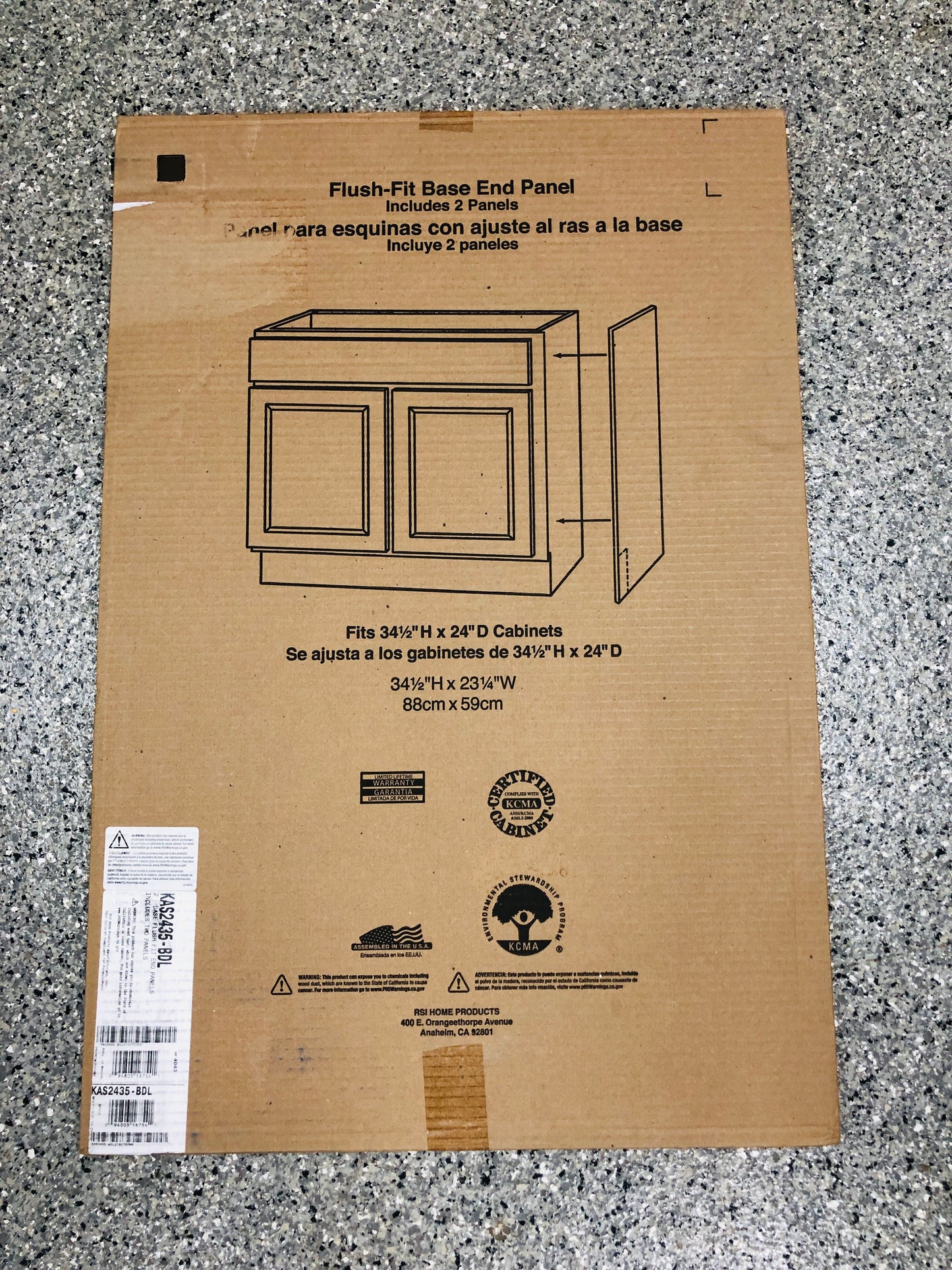 Hampton Bay 23.25 in. W x 34.5 in. H Matching Base Cabinet End Panel in Brindle (2-Pack)