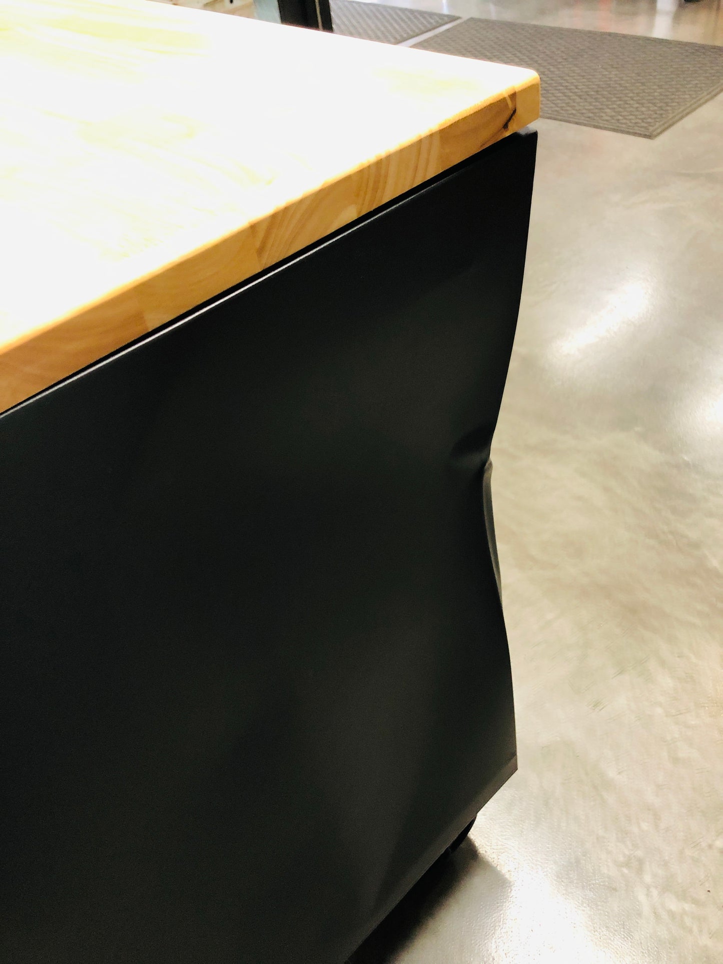 Husky 62 in. W x 24 in. D Heavy Duty 14-Drawer Mobile Workbench Cabinet with Adjustable Height Wood Top in Matte Black