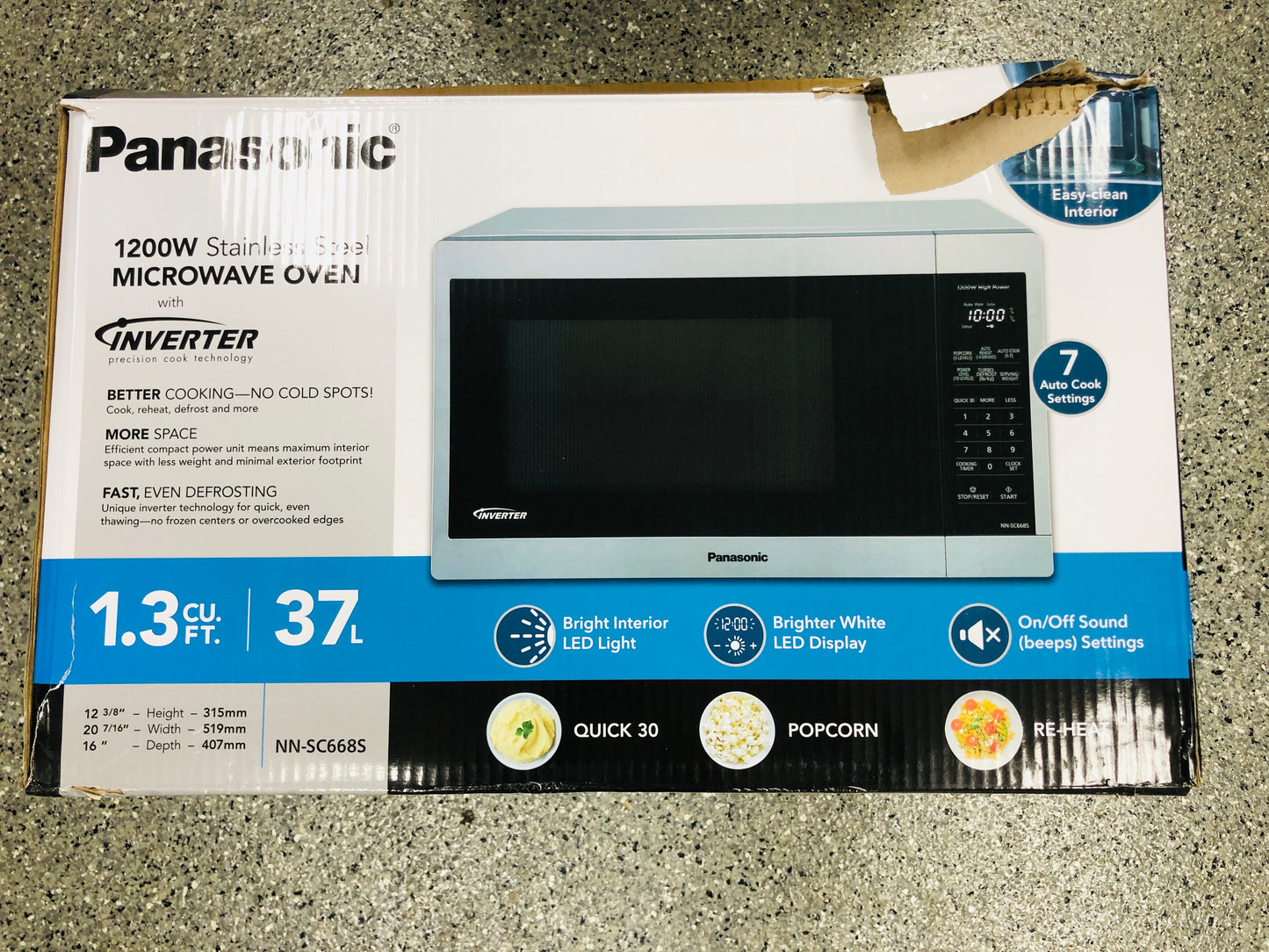 Panasonic 1.3CuFt Stainless Steel Countertop Microwave Oven NN-SC668S