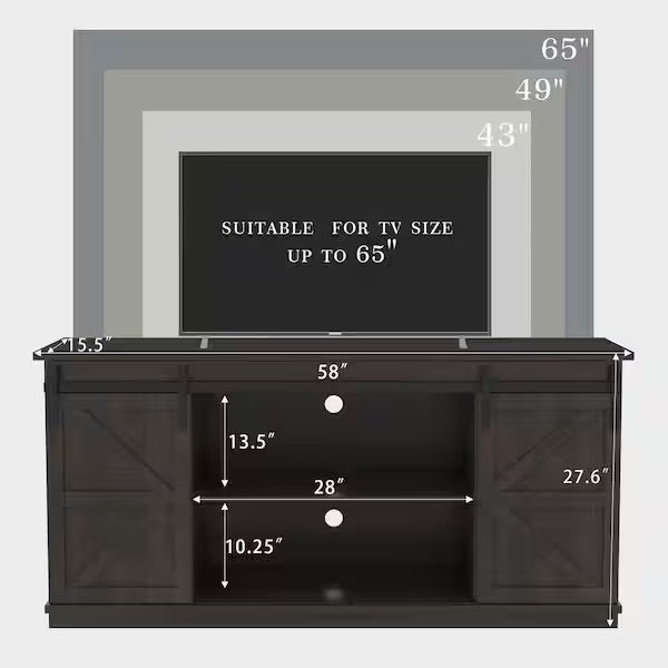 58 in. Espresso Barn Door TV Stand for TVs up to 65 in.