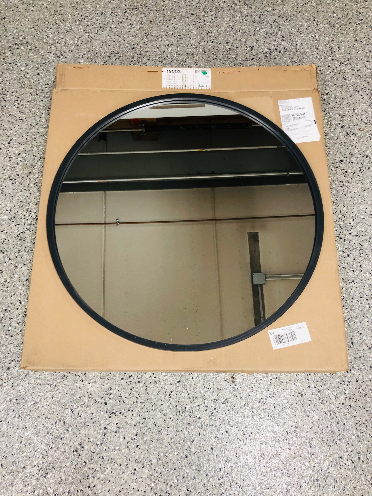 better bevel 30 in. W x 30 in. H Rubber Framed Round Bathroom Vanity Mirror in Black