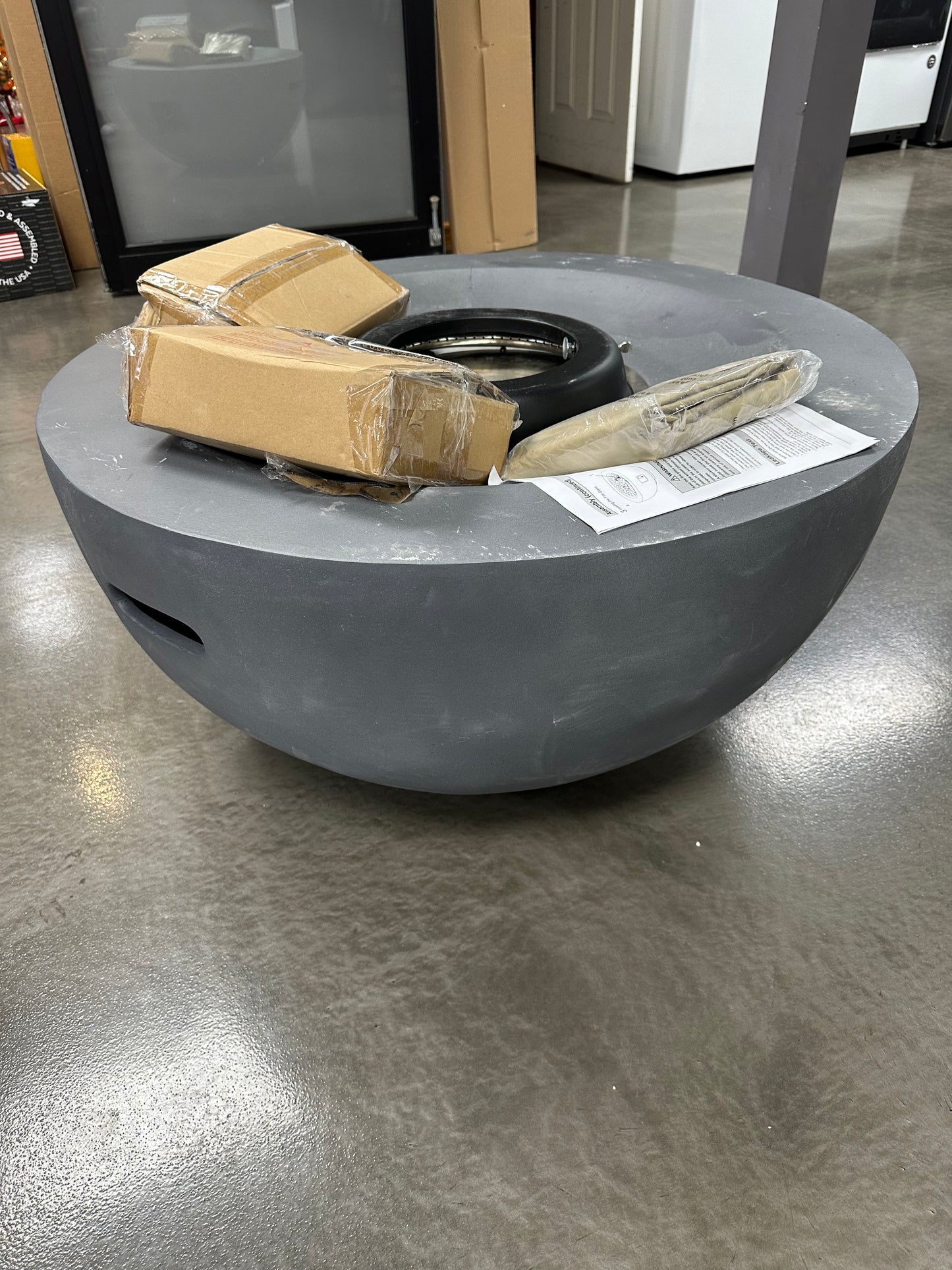 Hampton Bay Grove Park 36 in. x 18 in. Round Concrete Propane Gas Fire Pit