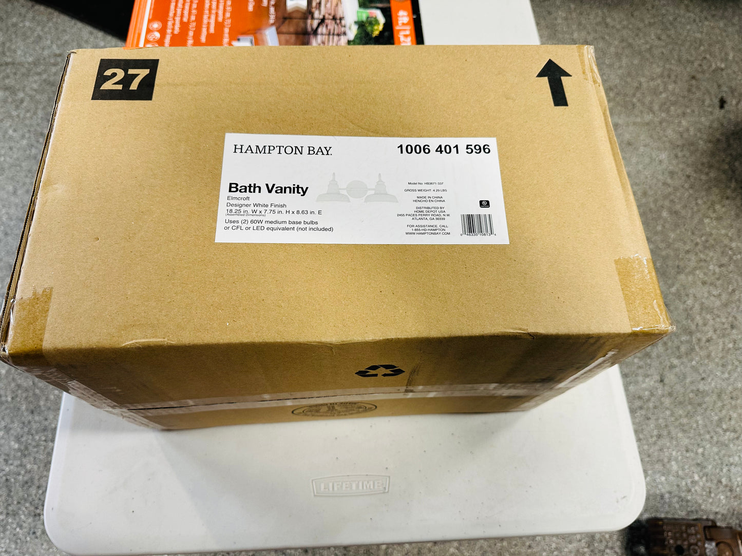 Hampton Bay Elmcroft 18.25 in. 2-Light Designer White Modern Farmhouse Bathroom Vanity Light with Metal Shades