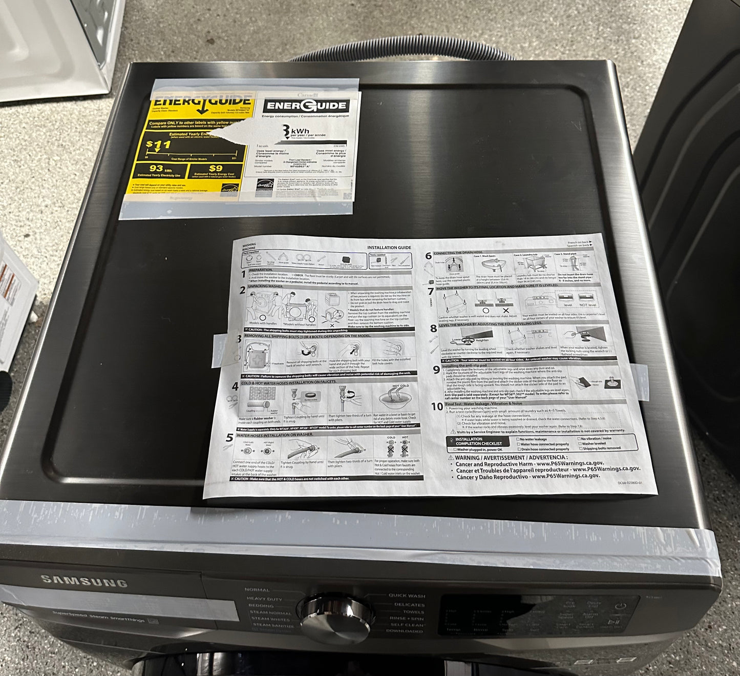 Samsung 4.5 cu. ft. Large Capacity Smart Front Load Washer with Super Speed Wash and 7.5 cu. ft. Smart GAS Dryer with Steam Sanitize+