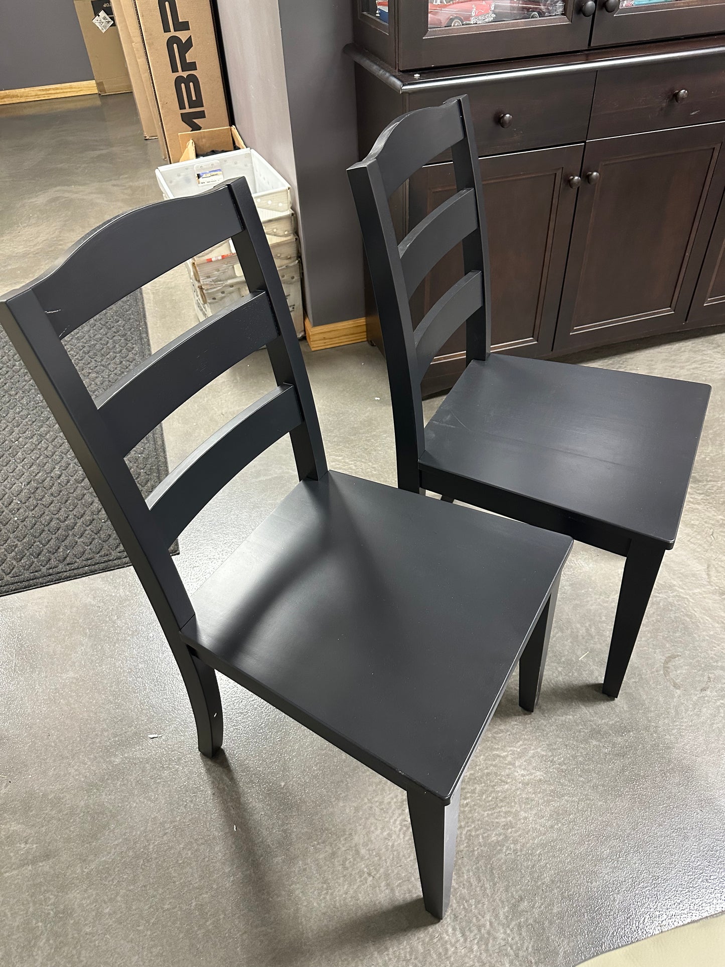 StyleWell Black Wood Dining Chair with Ladder Back (Set of 2) (17.72 in. W x 36.77 in. H)