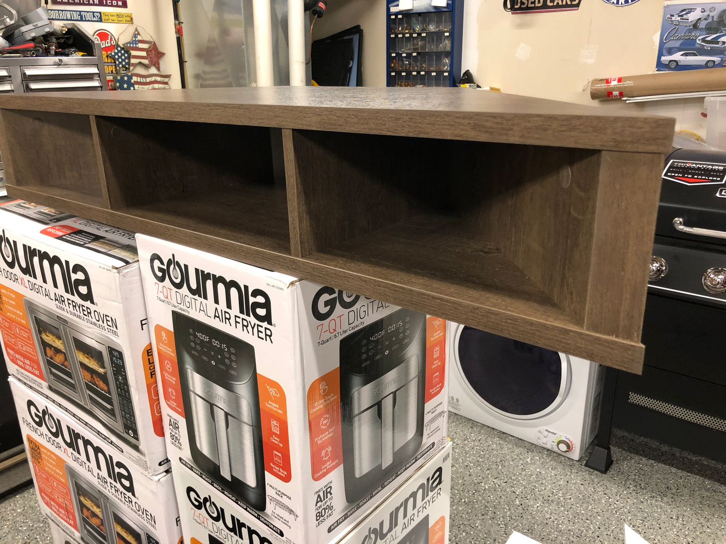 Furniture of America Emmeline 47 in. Walnut and Oak Particle Board Corner TV Stand Fits TVs Up to 52 in. with Cable Management