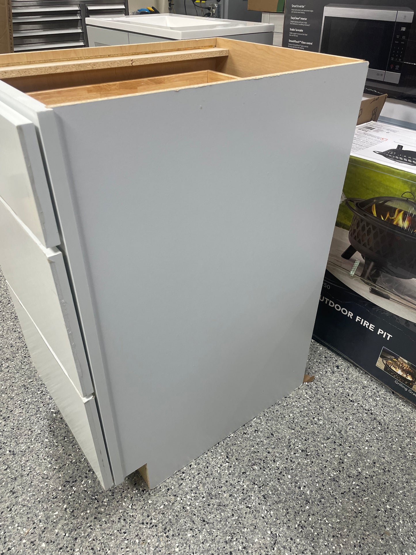 Hampton Bay Courtland Shaker Assembled 18 in. x 34.5 in. x 24 in. Stock Drawer Base Kitchen Cabinet in Polar White