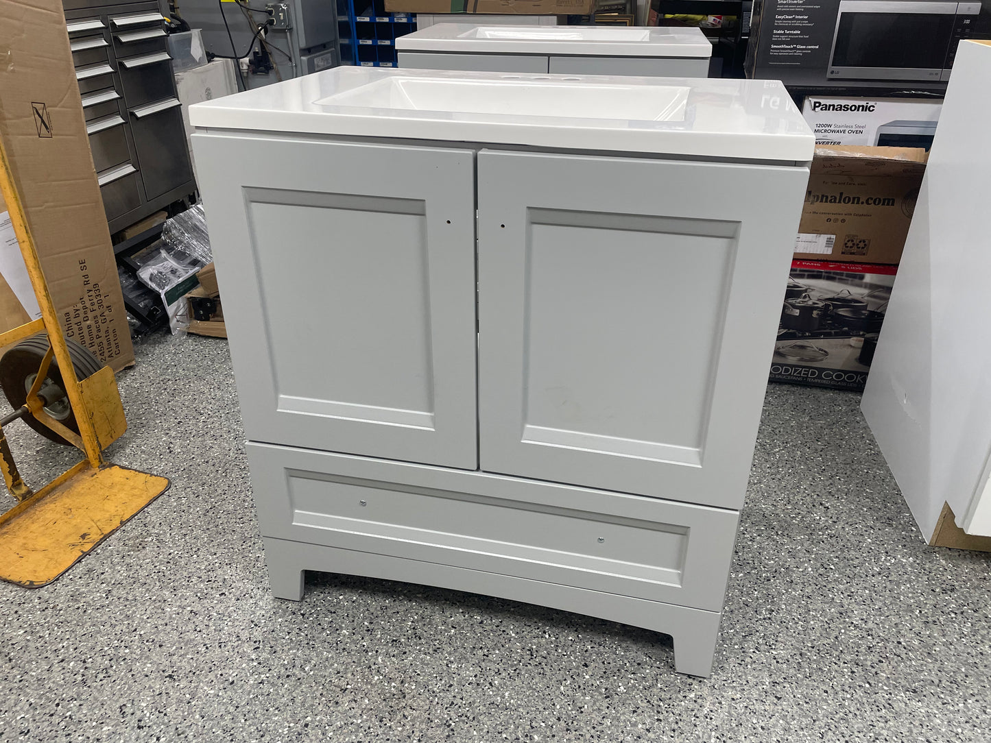 Glacier Bay Delridge 30 in. W x 19 in. D Bath Vanity in Pearl Gray with Cultured Marble Vanity Top in White with White Sink
