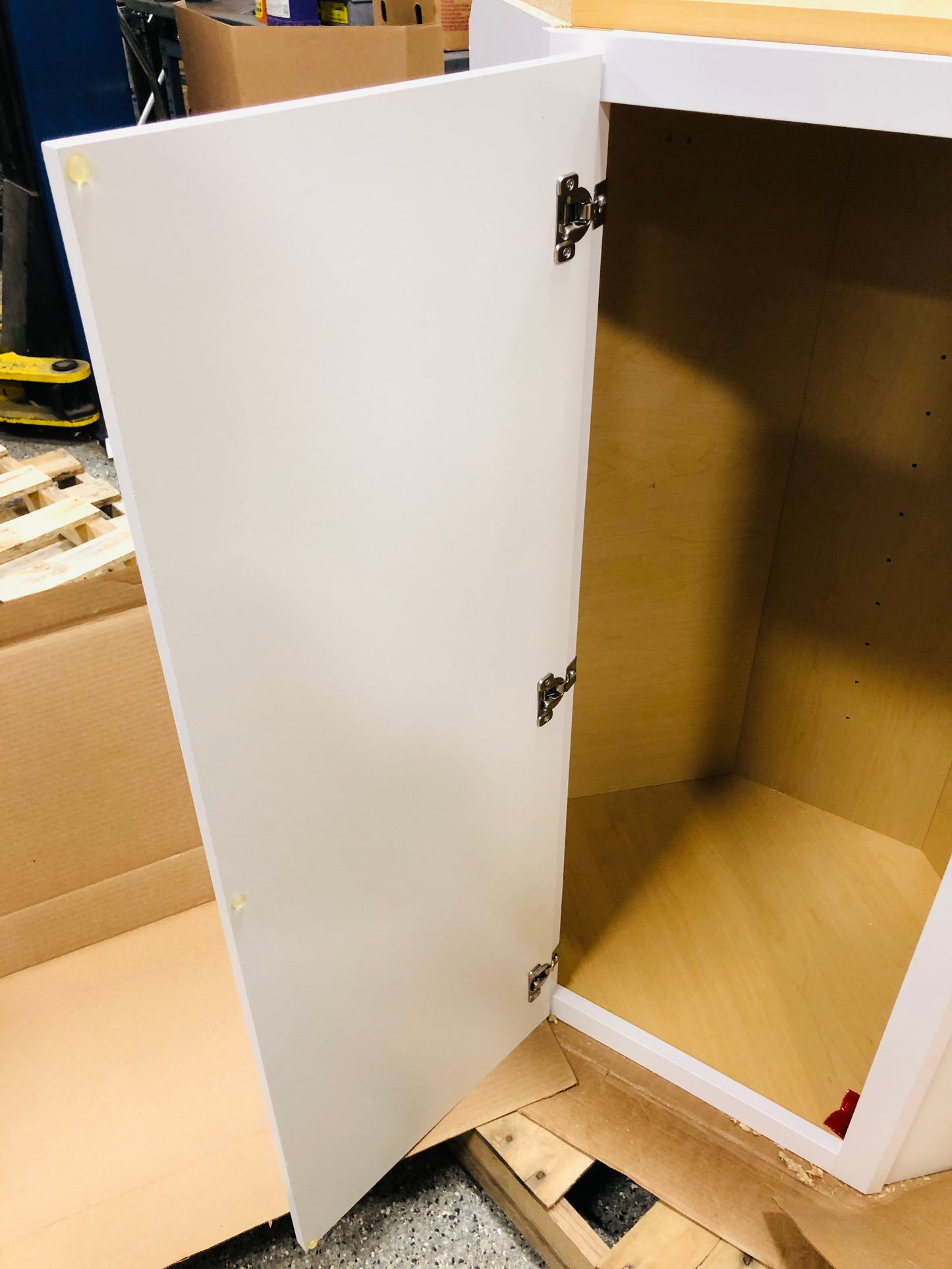 Hampton Bay Satin White Shaker Stock Assembled Diagonal Corner Wall Kitchen Cabinet (24 in. x 42 in. x 12 in.)