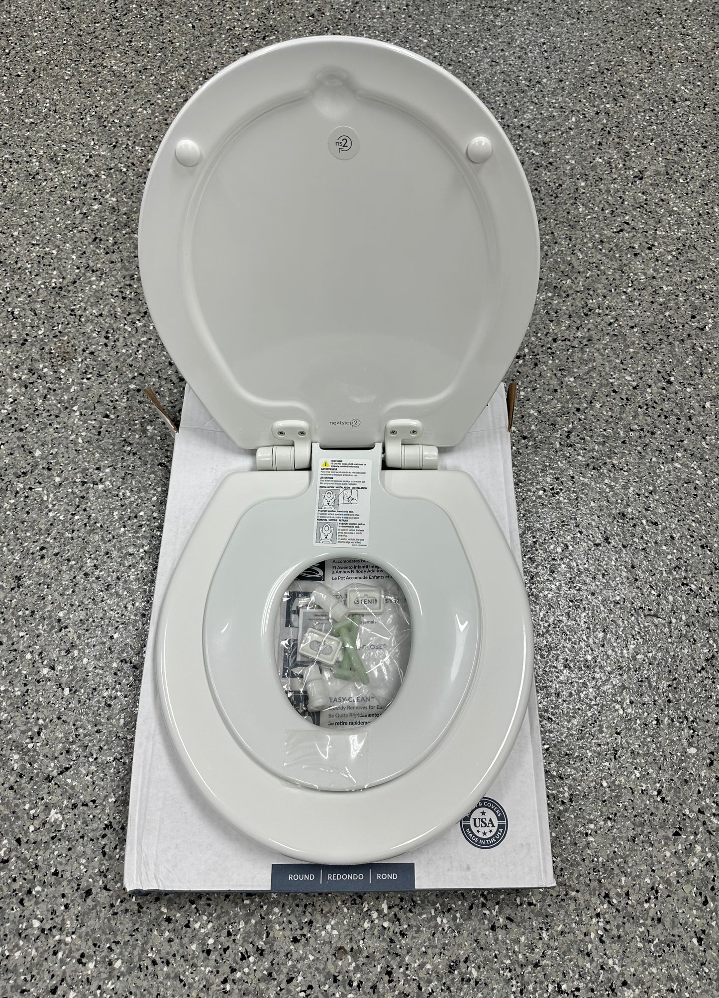 Mayfair NextStep2 White Round Slow-Close Toilet Seat with Built-In Removeable Potty Training Seat