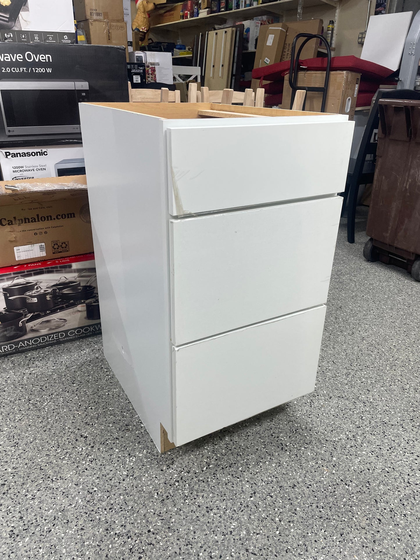 Hampton Bay Courtland Shaker Assembled 18 in. x 34.5 in. x 24 in. Stock Drawer Base Kitchen Cabinet in Polar White