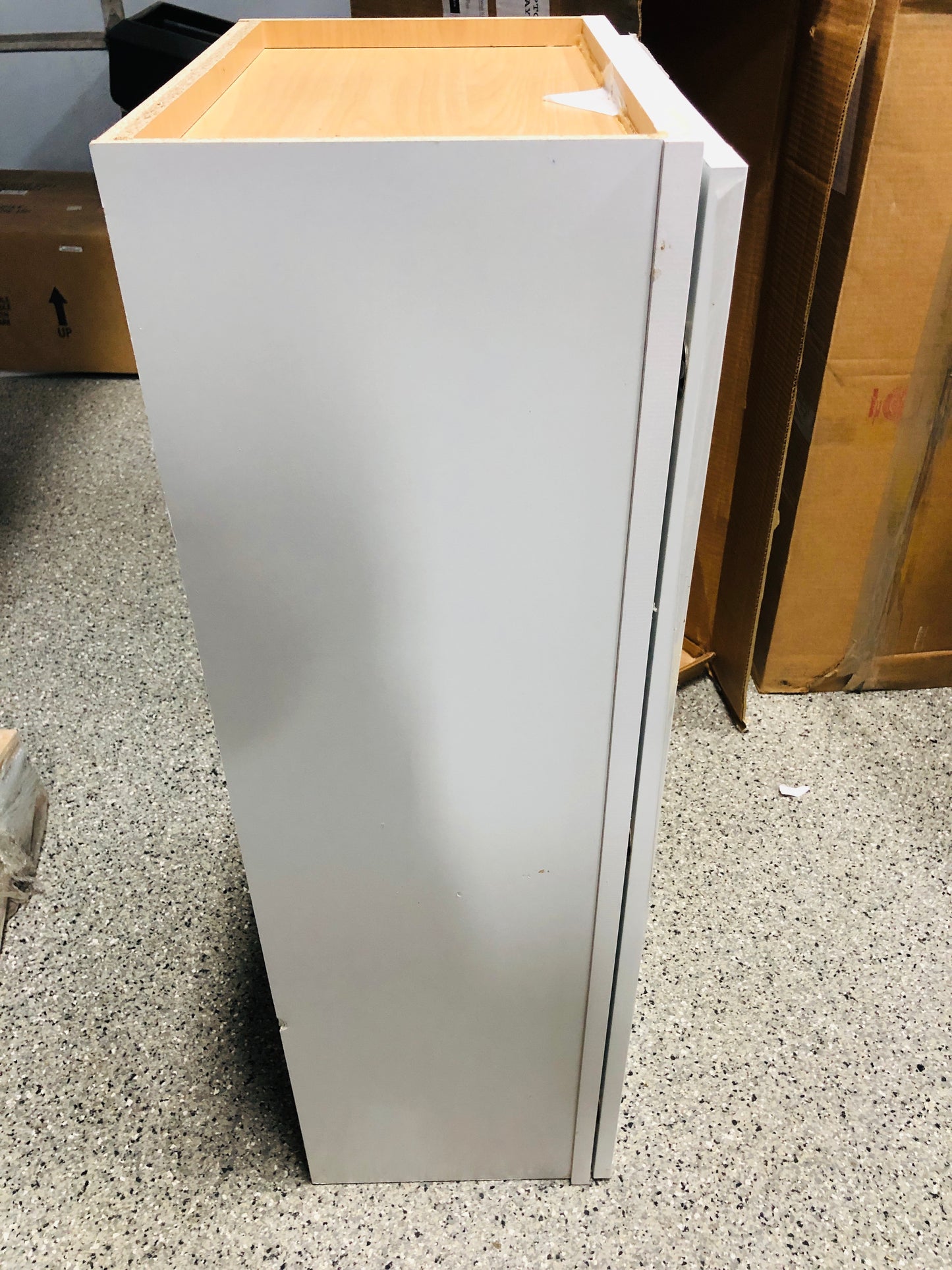 Hampton Bay Courtland Polar White Finish Laminate Shaker Stock Assembled Wall Kitchen Cabinet 18 in. x 42 in. x 12 in.