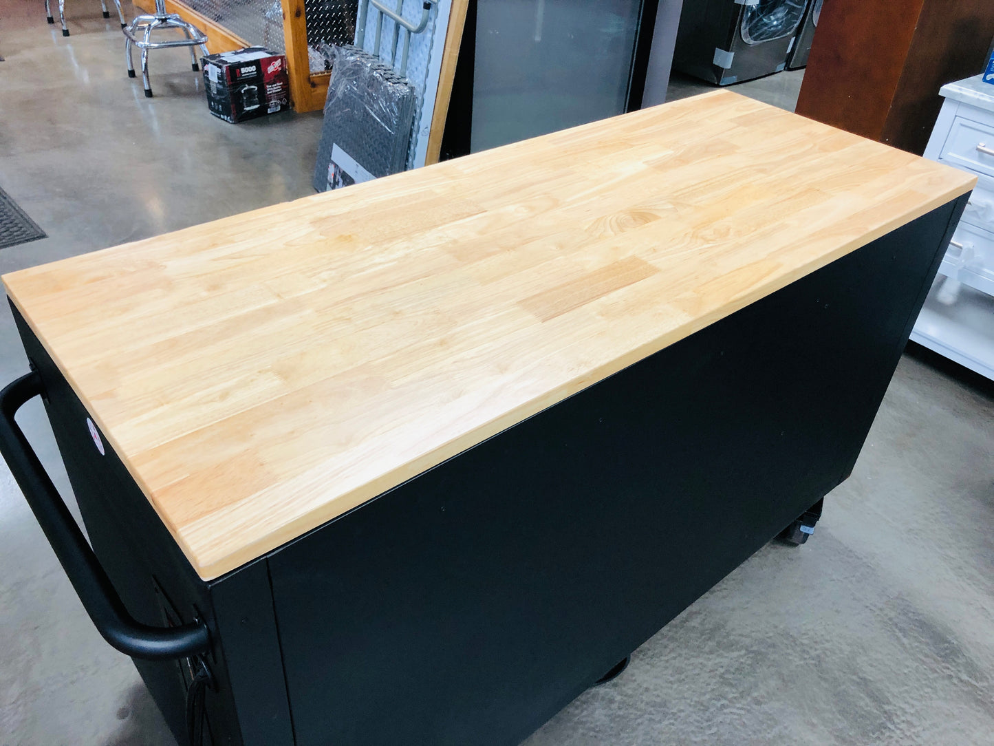 Husky 62 in. W x 24 in. D Heavy Duty 14-Drawer Mobile Workbench Cabinet with Adjustable Height Wood Top in Matte Black