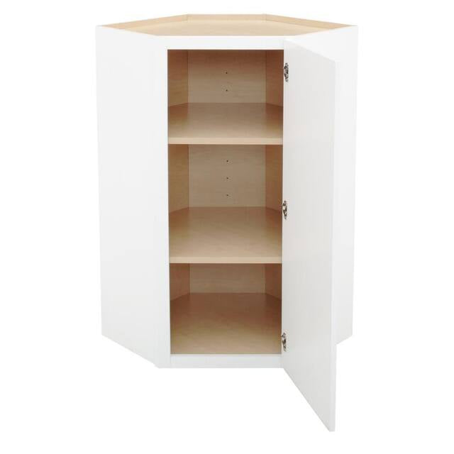Hampton Bay Satin White Shaker Stock Assembled Diagonal Corner Wall Kitchen Cabinet (24 in. x 42 in. x 12 in.)