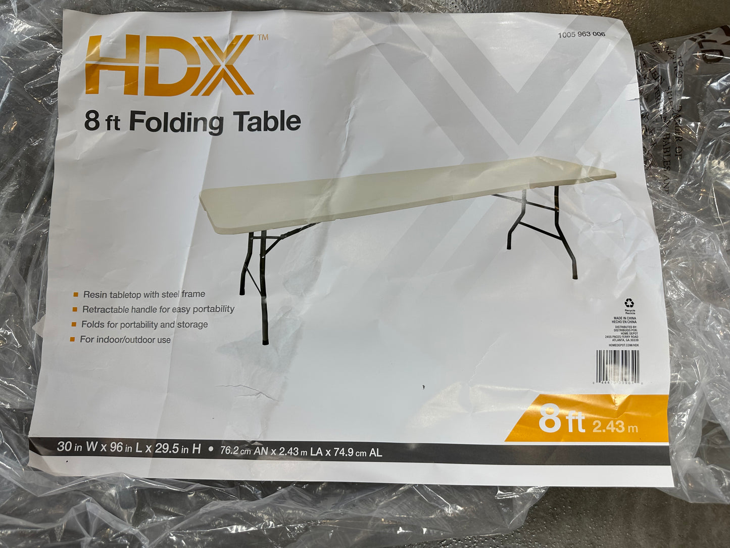 HDX 96 in. Earth Tan Plastic Folding Table