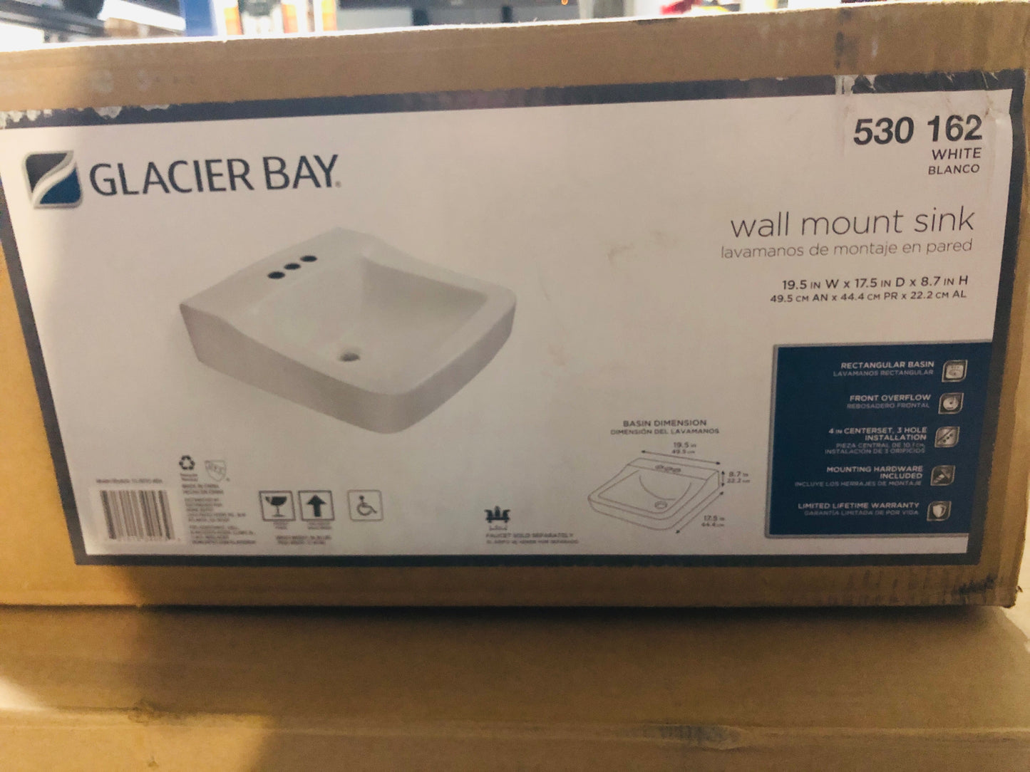 Glacier Bay Aragon Wall-Mounted Bathroom Sink in White