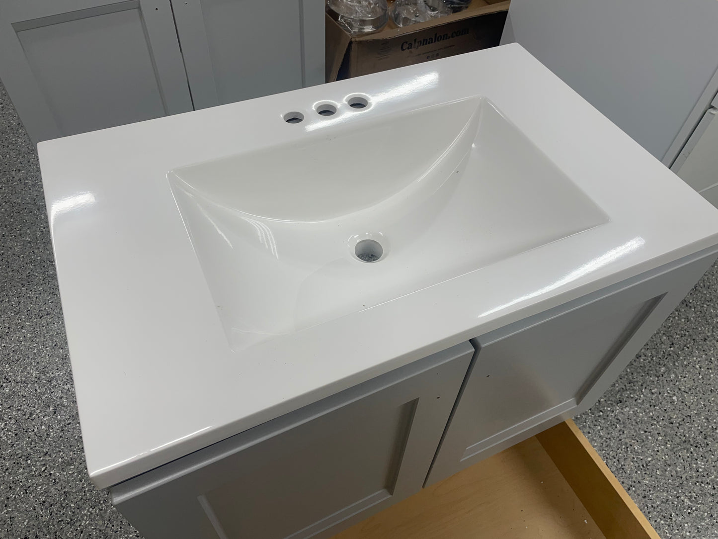 Glacier Bay Delridge 30 in. W x 19 in. D Bath Vanity in Pearl Gray with Cultured Marble Vanity Top in White with White Sink