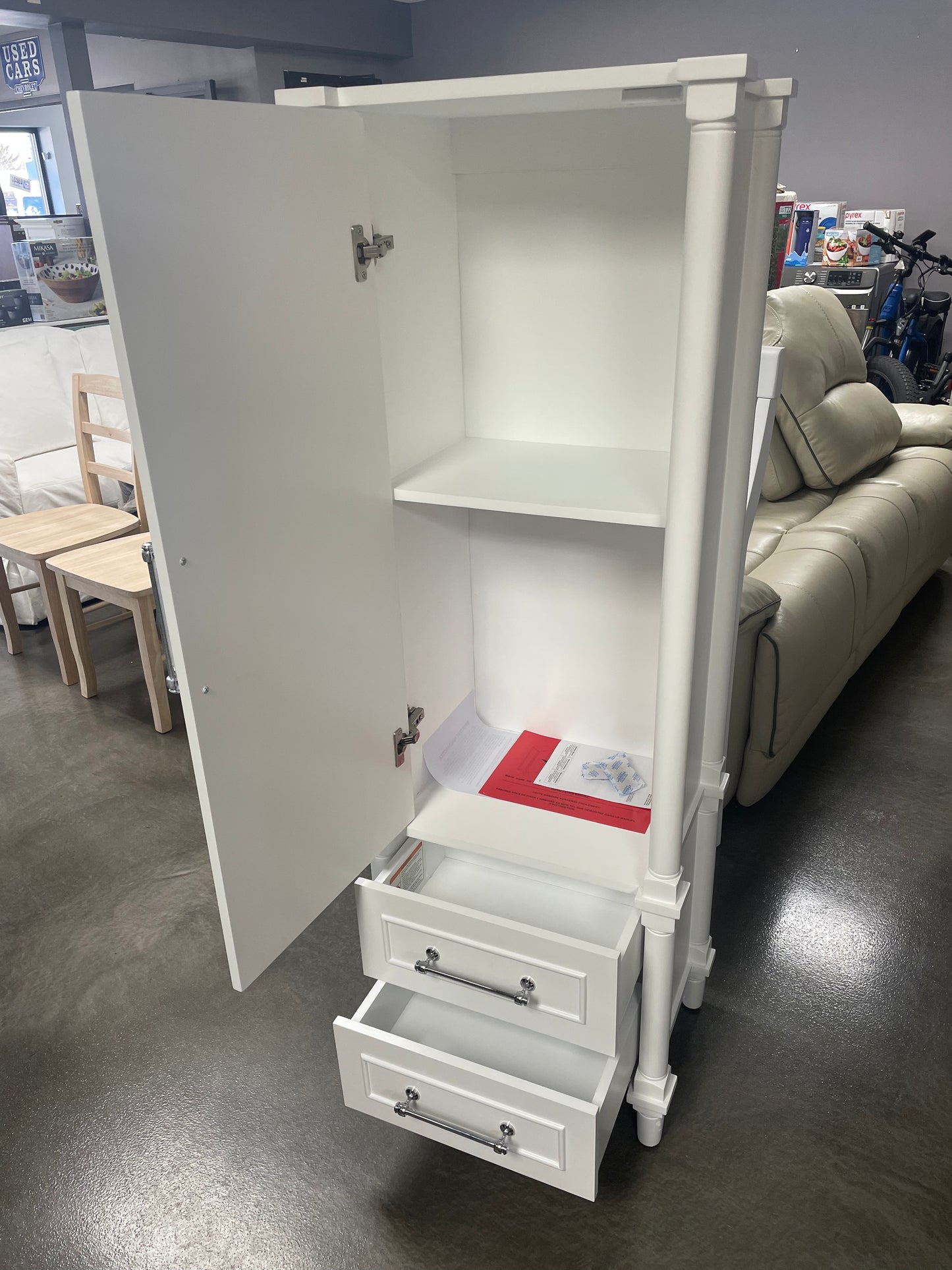 Home Decorators Collection Aberdeen 20-7/10 in. W x 60 in. H x 14-2/5 in. D Bathroom Linen Storage Cabinet in White