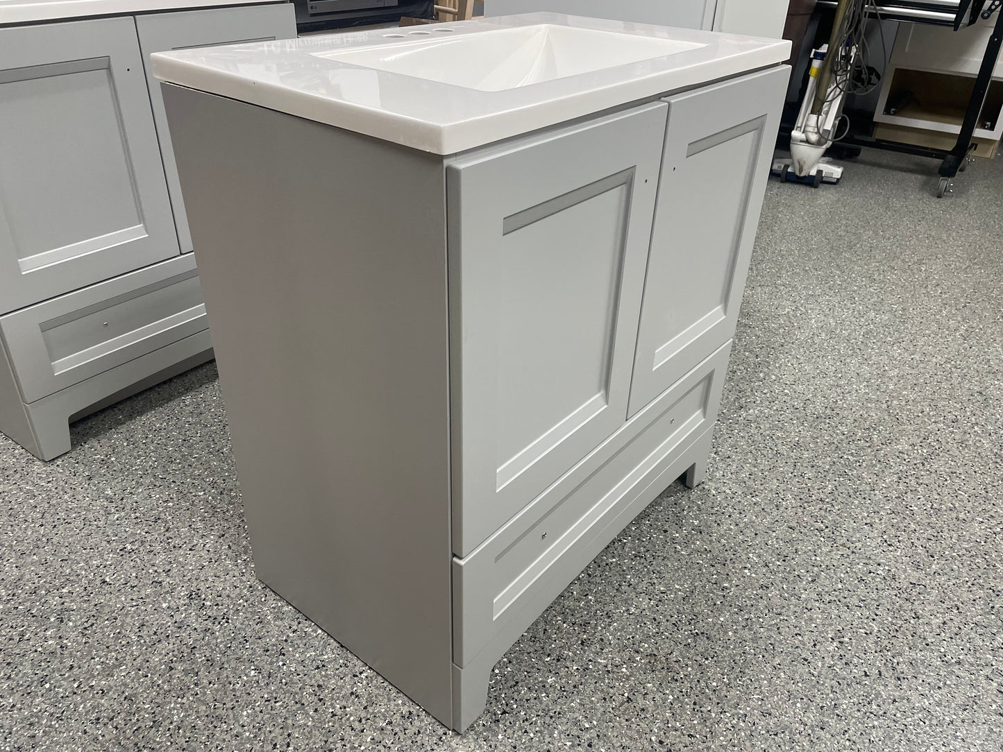 Glacier Bay Delridge 30 in. W x 19 in. D Bath Vanity in Pearl Gray with Cultured Marble Vanity Top in White with White Sink
